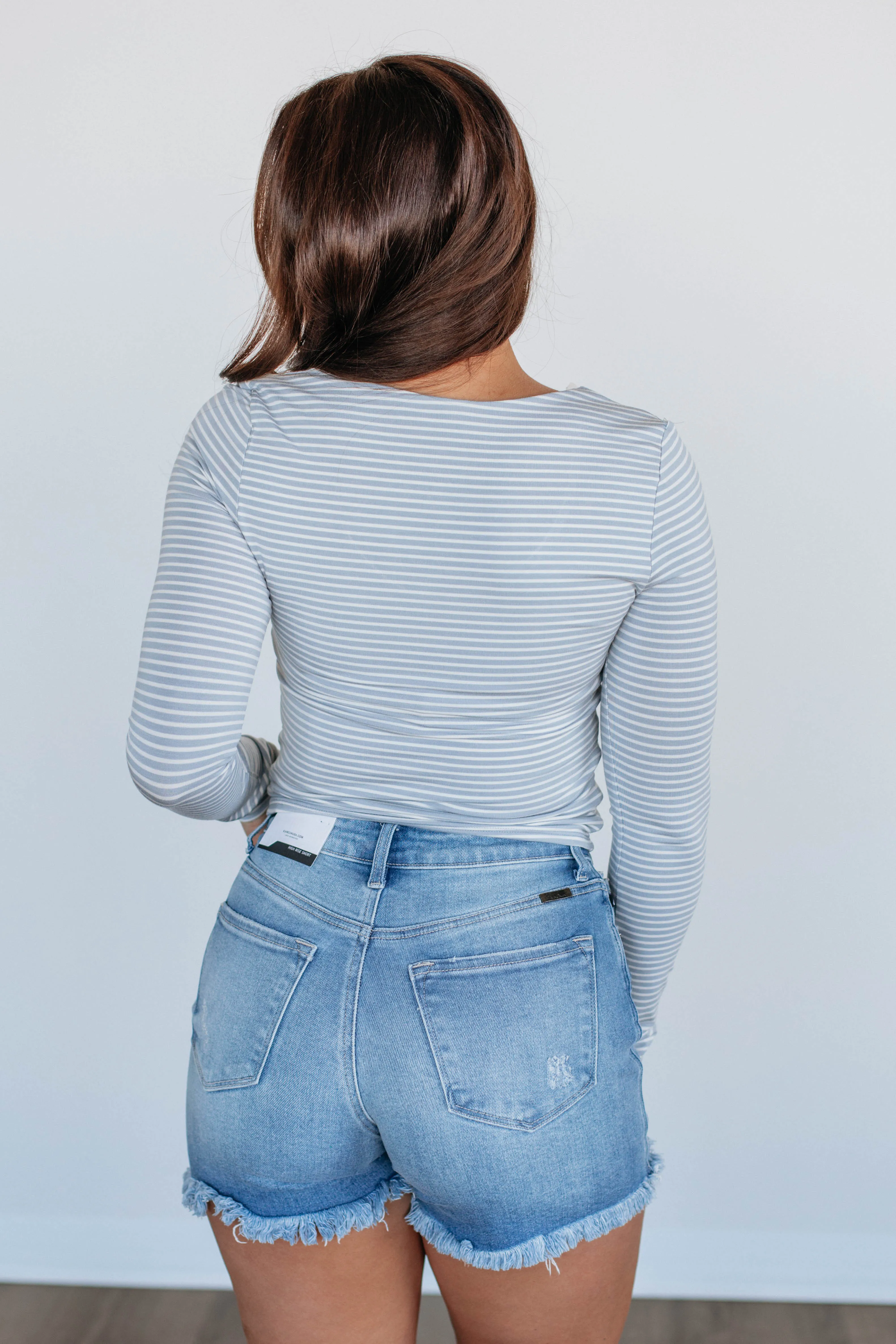 Khalia Striped Top - Powder Blue Mix sold by Wild Oak Boutique product image thumbnail 5