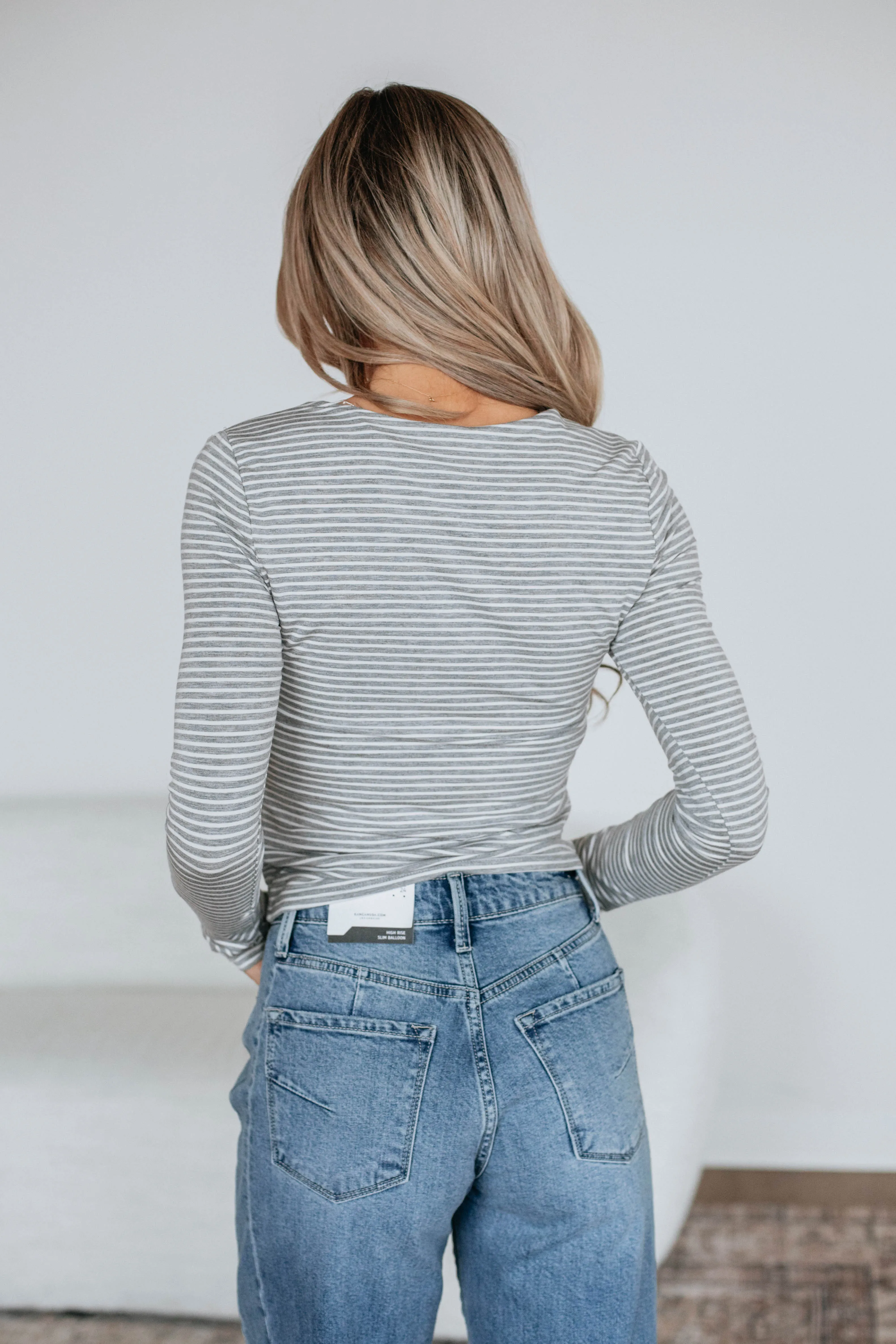 Khalia Striped Top - Heather Grey Mix sold by Wild Oak Boutique product image thumbnail 5