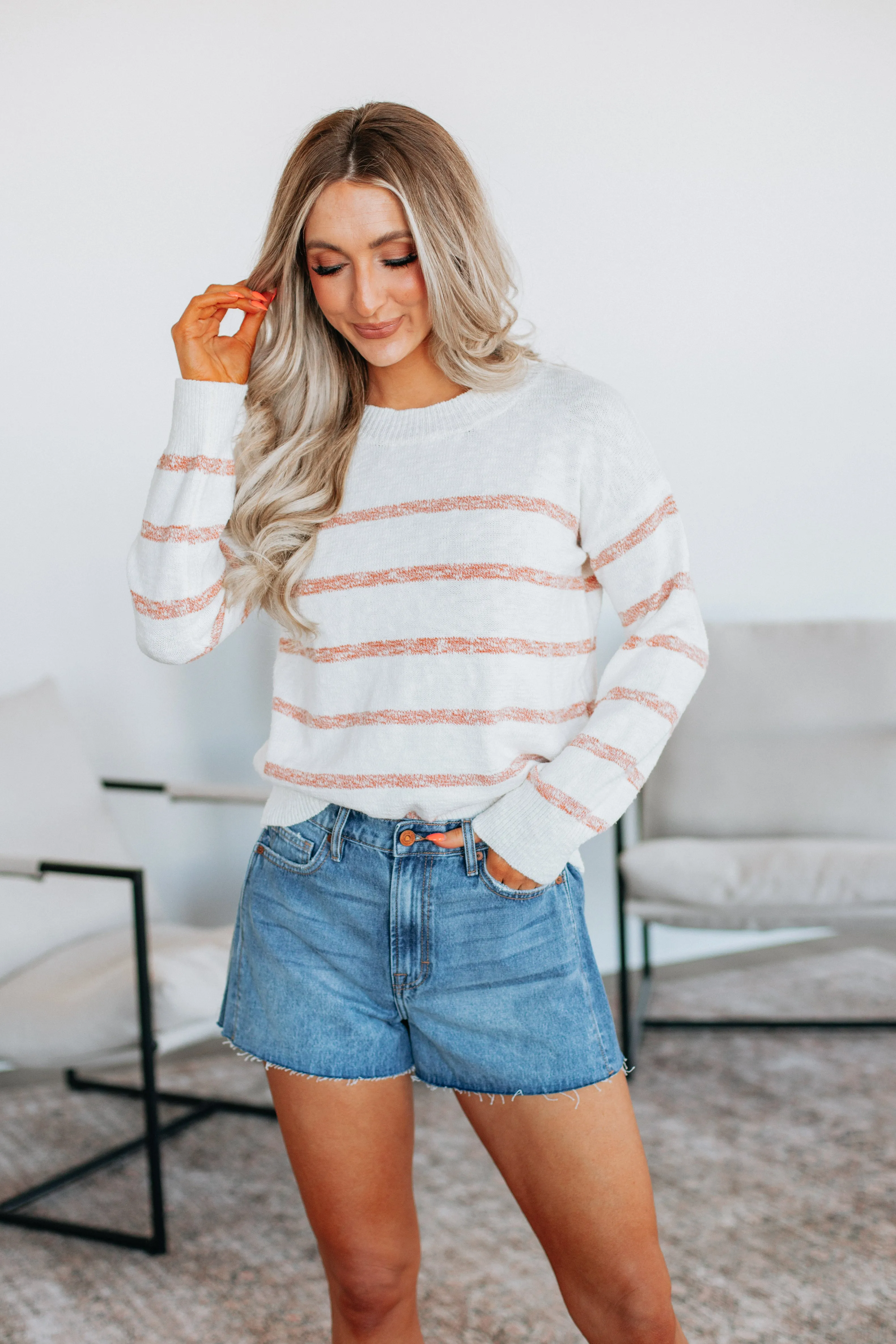 Ciarah Striped Sweater - Coral Mix sold by Wild Oak Boutique product image thumbnail 4