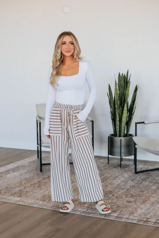 Shannon Striped Pants - Mocha Mix made by Wishlist