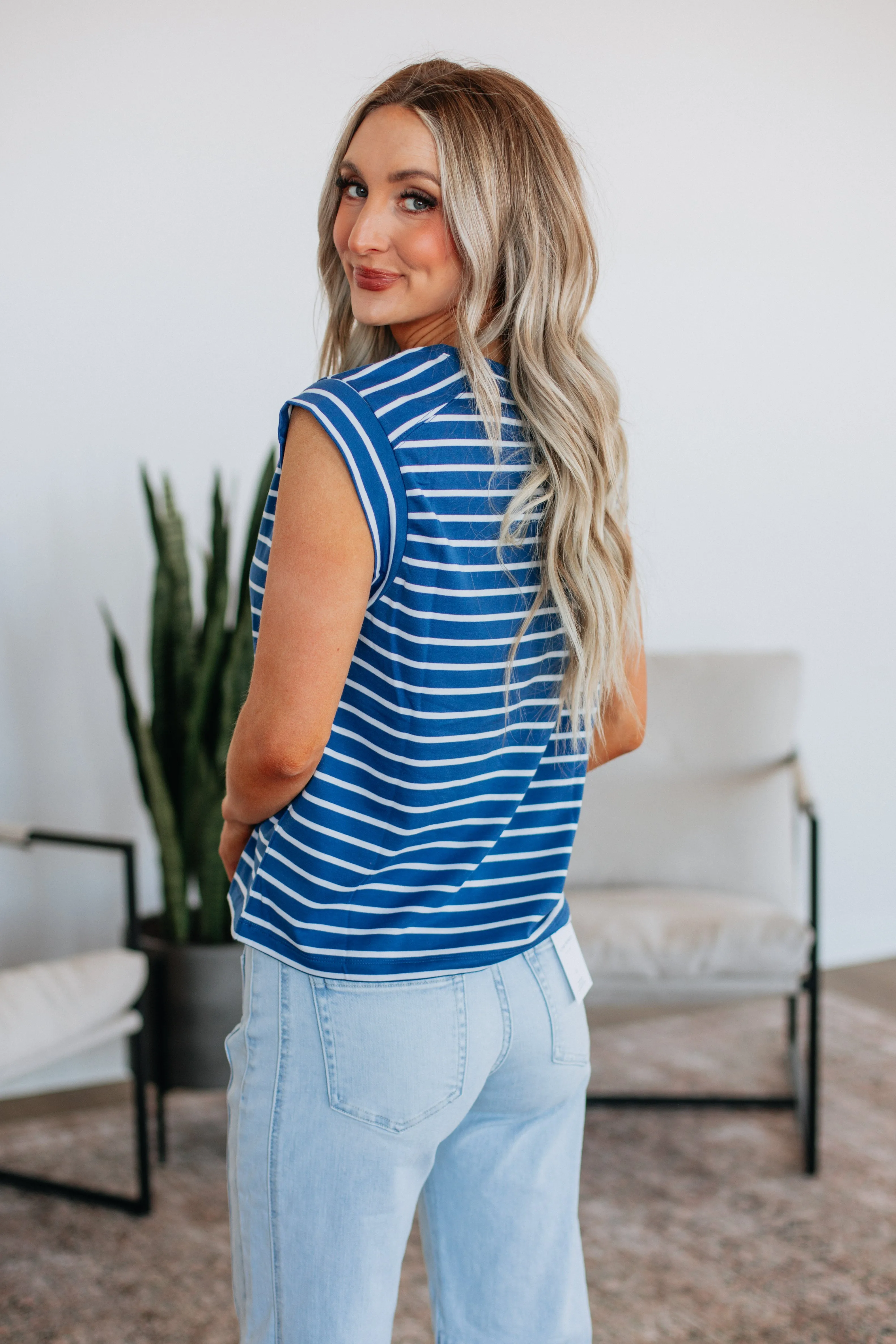 Terra Striped Top - Steel Blue Mix sold by Wild Oak Boutique product image thumbnail 5