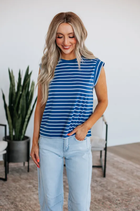 Terra Striped Top - Steel Blue Mix made by Bluivy
