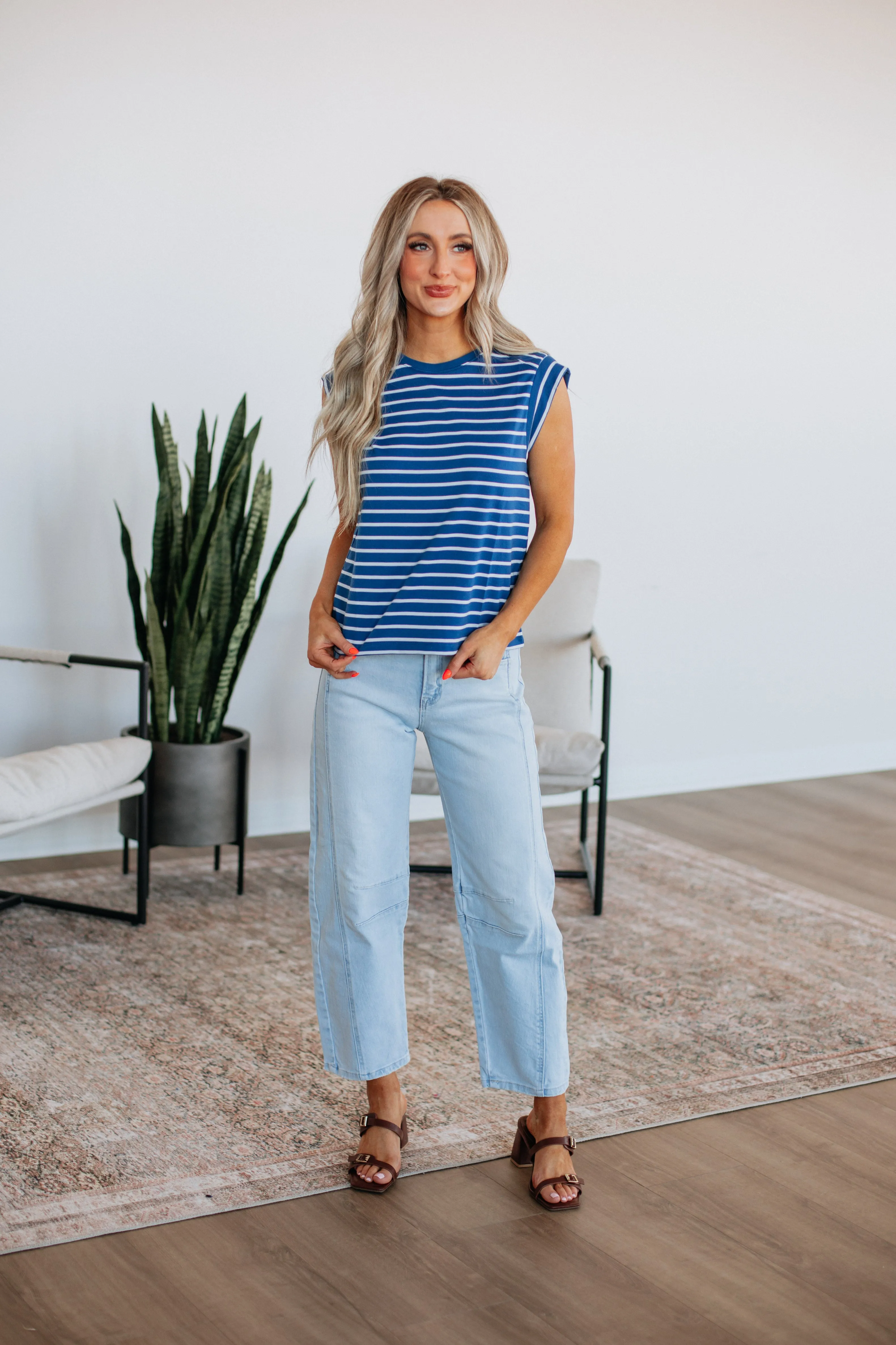 Terra Striped Top - Steel Blue Mix sold by Wild Oak Boutique product image thumbnail 2