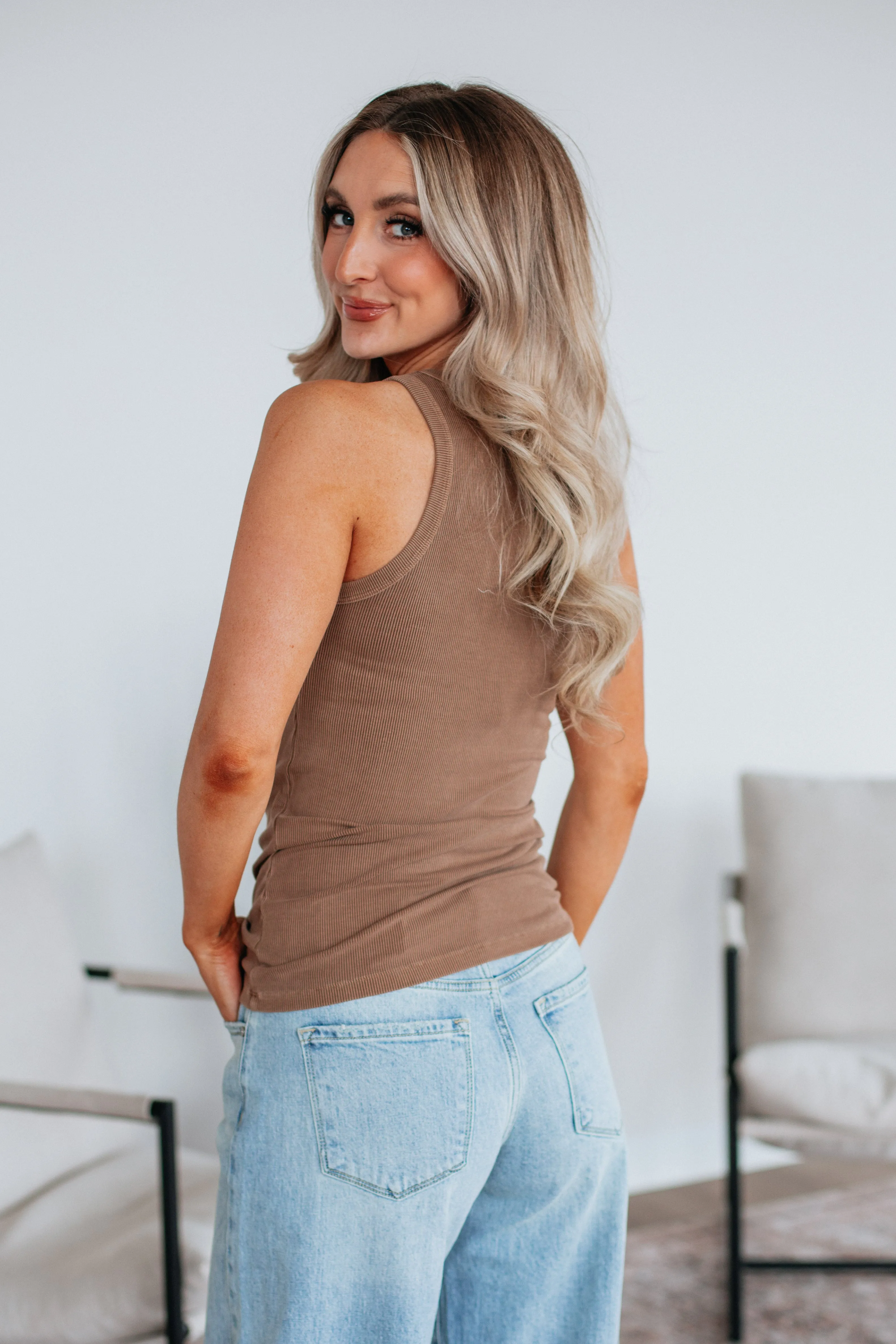 Brinney Ribbed Tank - Mocha sold by Wild Oak Boutique product image thumbnail 5