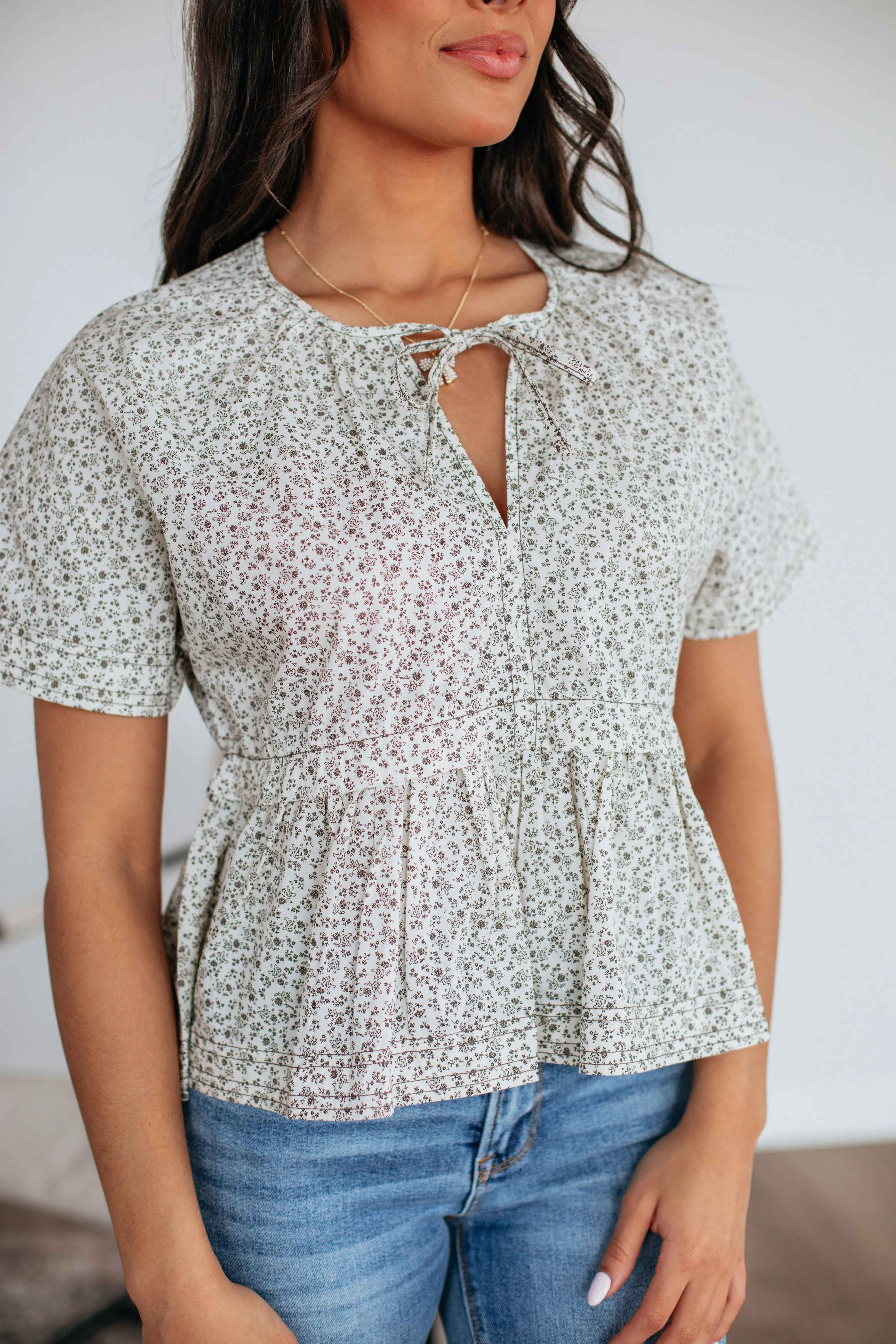 Chloe Floral Top - Charcoal Mix sold by Wild Oak Boutique