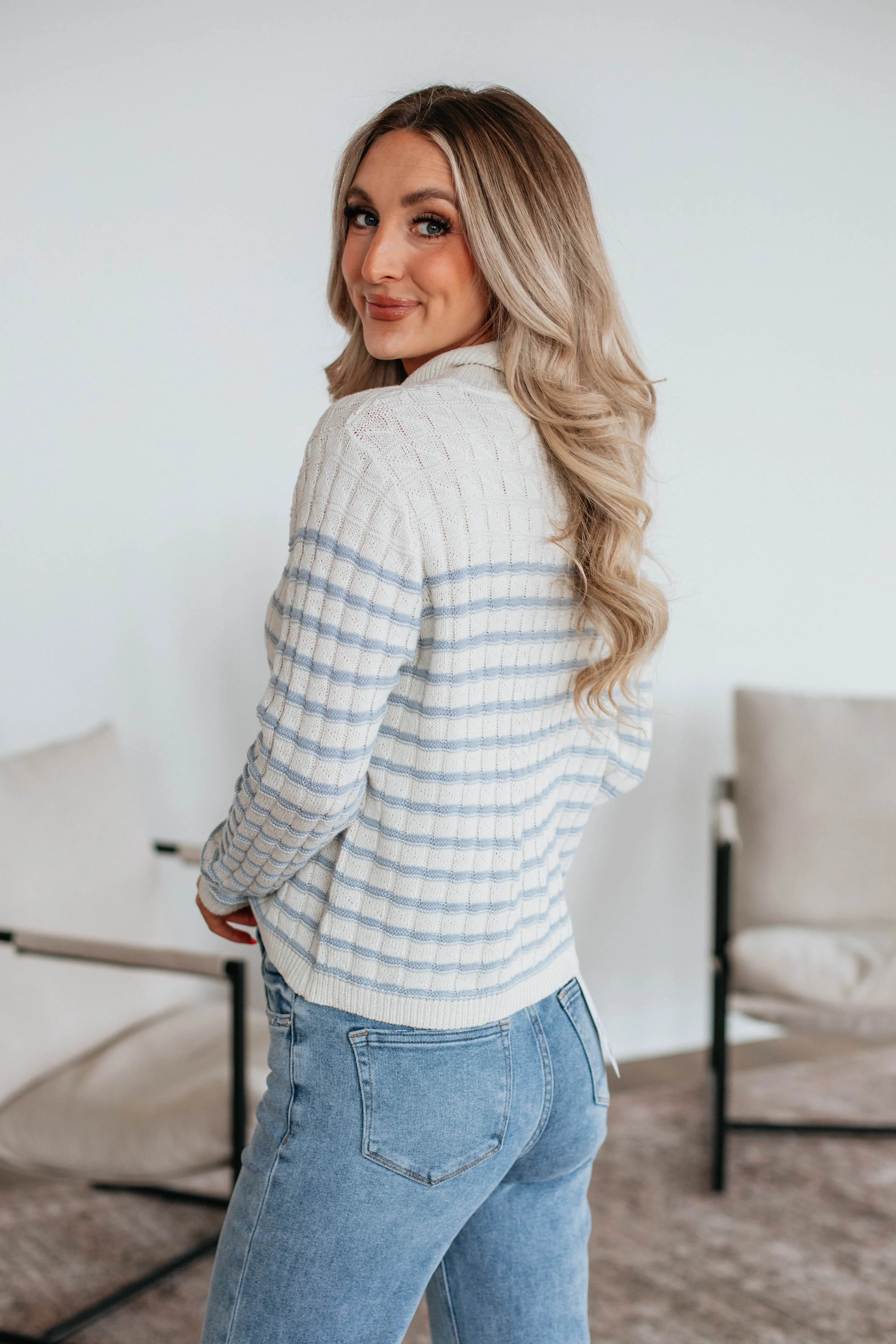 Emaline Striped Cardigan - Sky Blue Mix sold by Wild Oak Boutique product image thumbnail 4