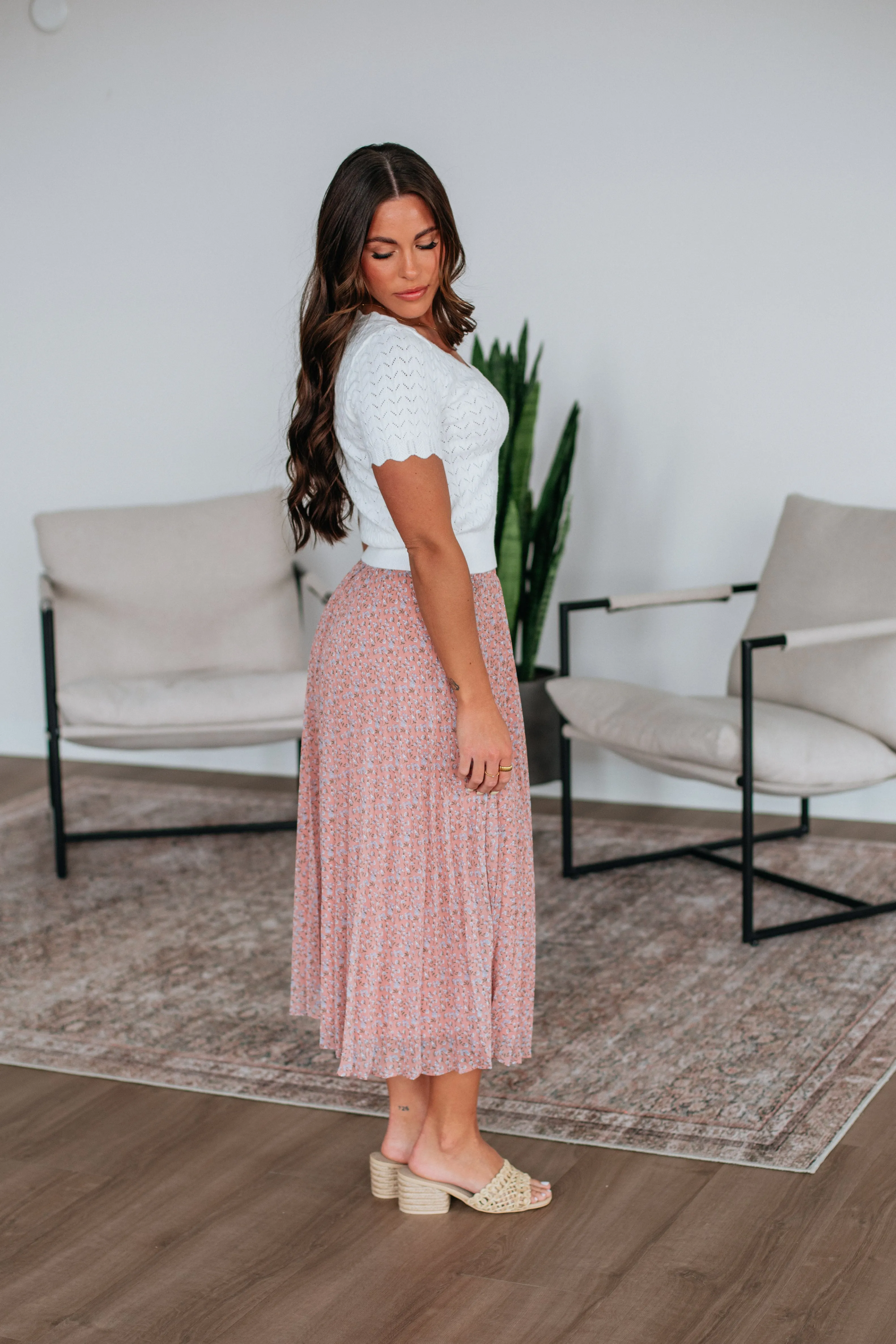 Ashie Pleated Floral Skirt - Mauve Mix sold by Wild Oak Boutique product image thumbnail 4