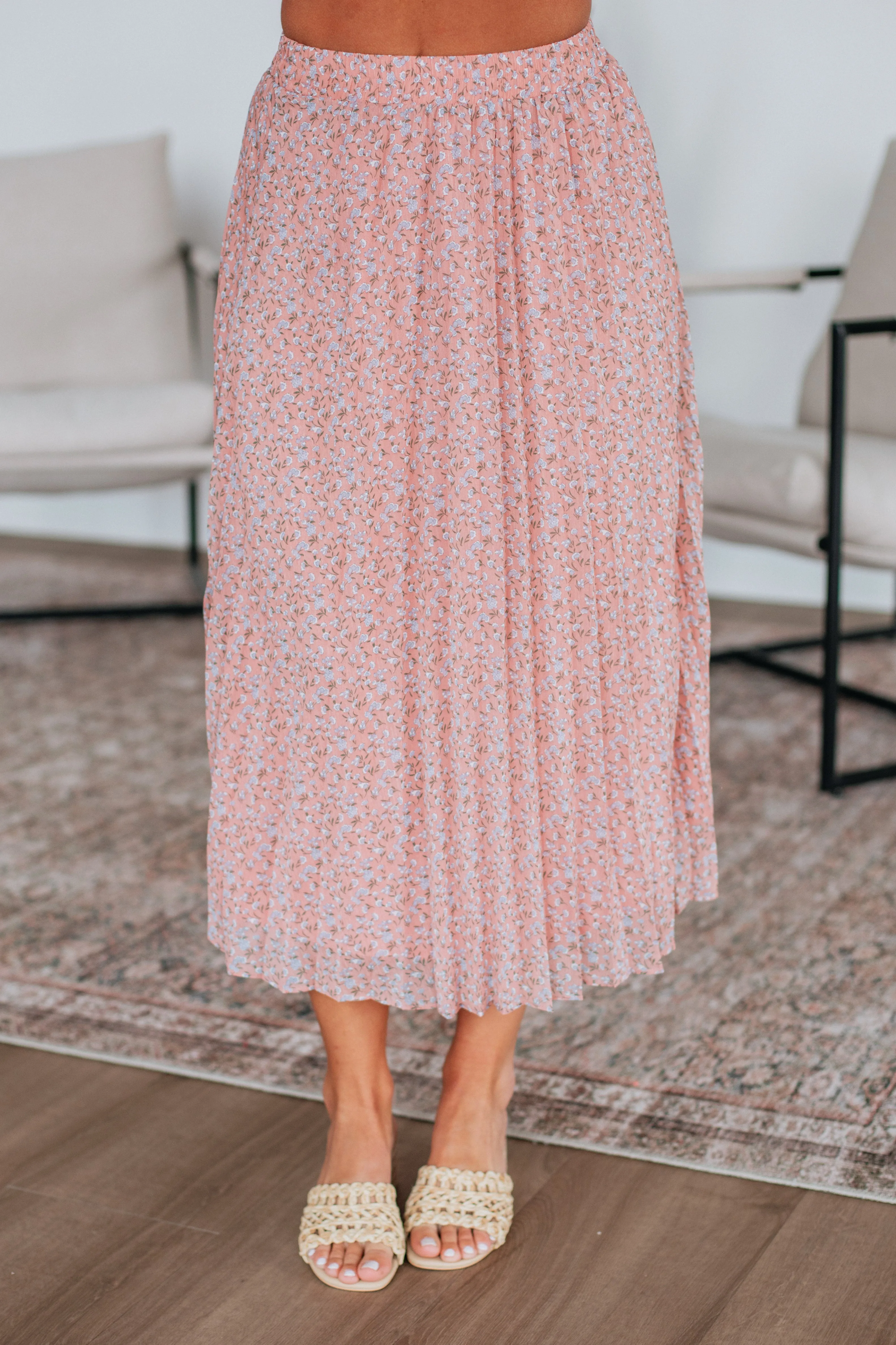 Ashie Pleated Floral Skirt - Mauve Mix sold by Wild Oak Boutique product image thumbnail 2