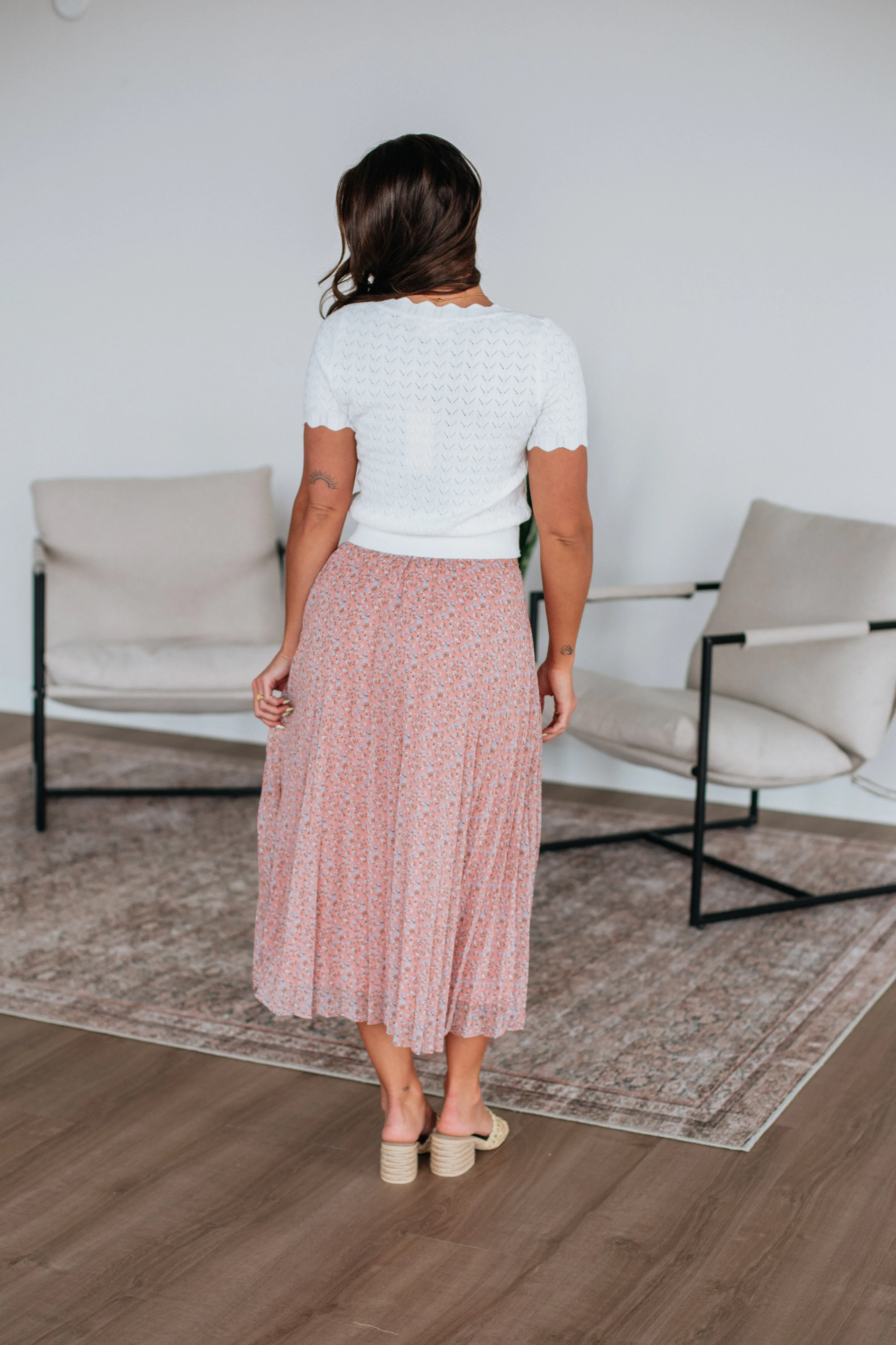 Ashie Pleated Floral Skirt - Mauve Mix sold by Wild Oak Boutique product image thumbnail 5