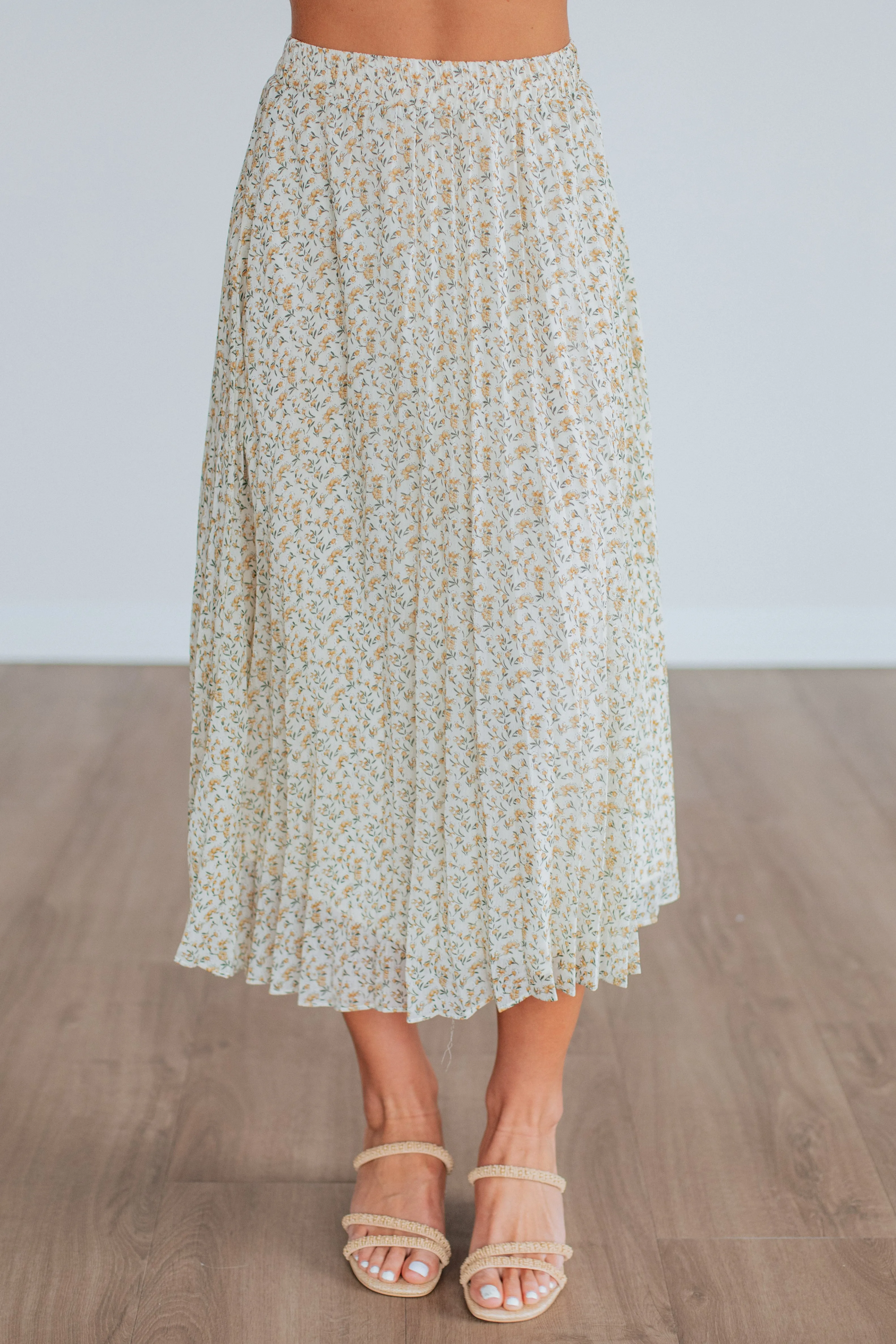 Ashie Pleated Floral Skirt - Cream Mix sold by Wild Oak Boutique product image thumbnail 2