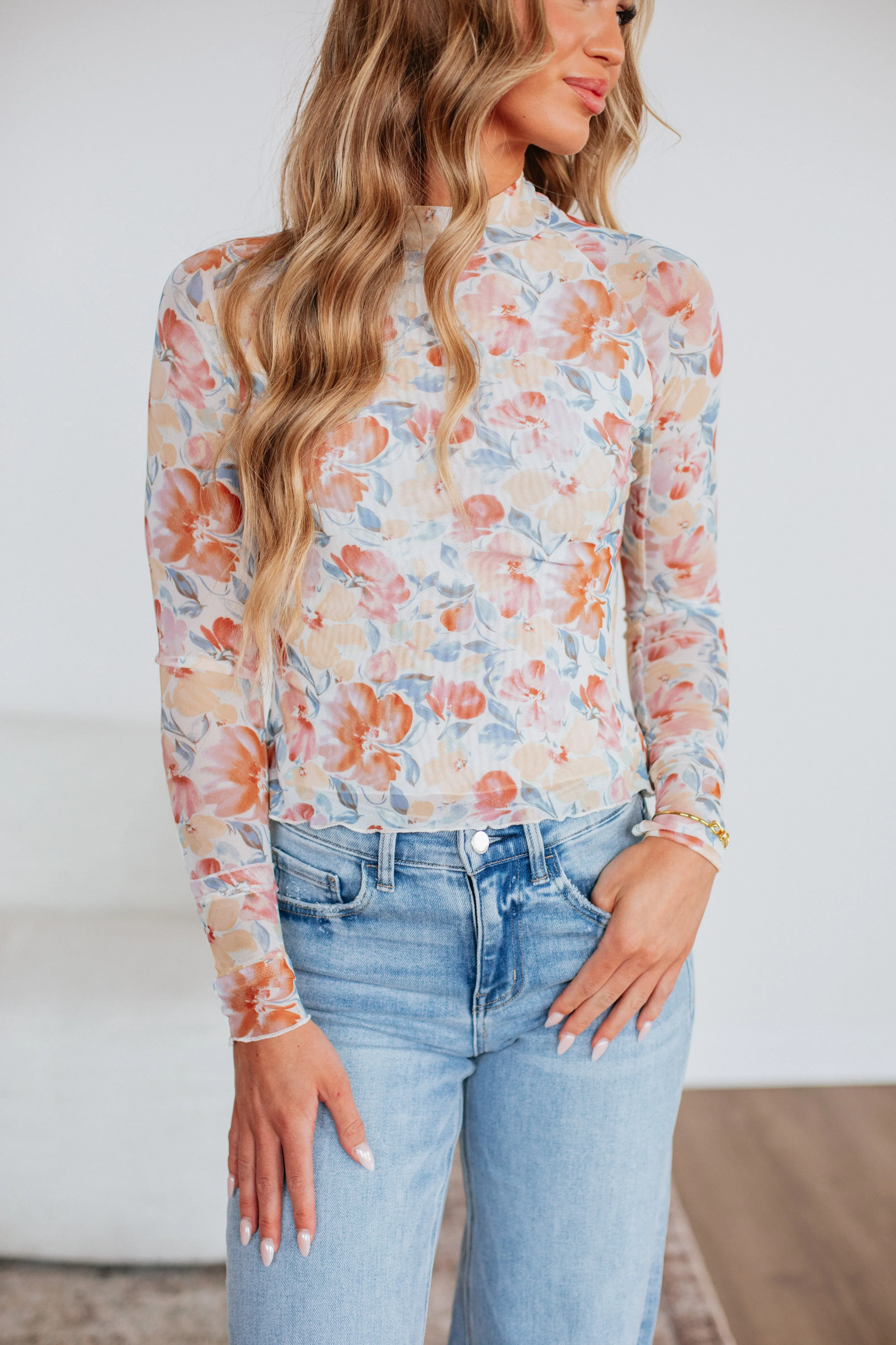 Pippi Floral Mesh Top sold by Wild Oak Boutique product image thumbnail 2