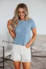 Charisse Ribbed Top - Sky Blue sold by Wild Oak Boutique