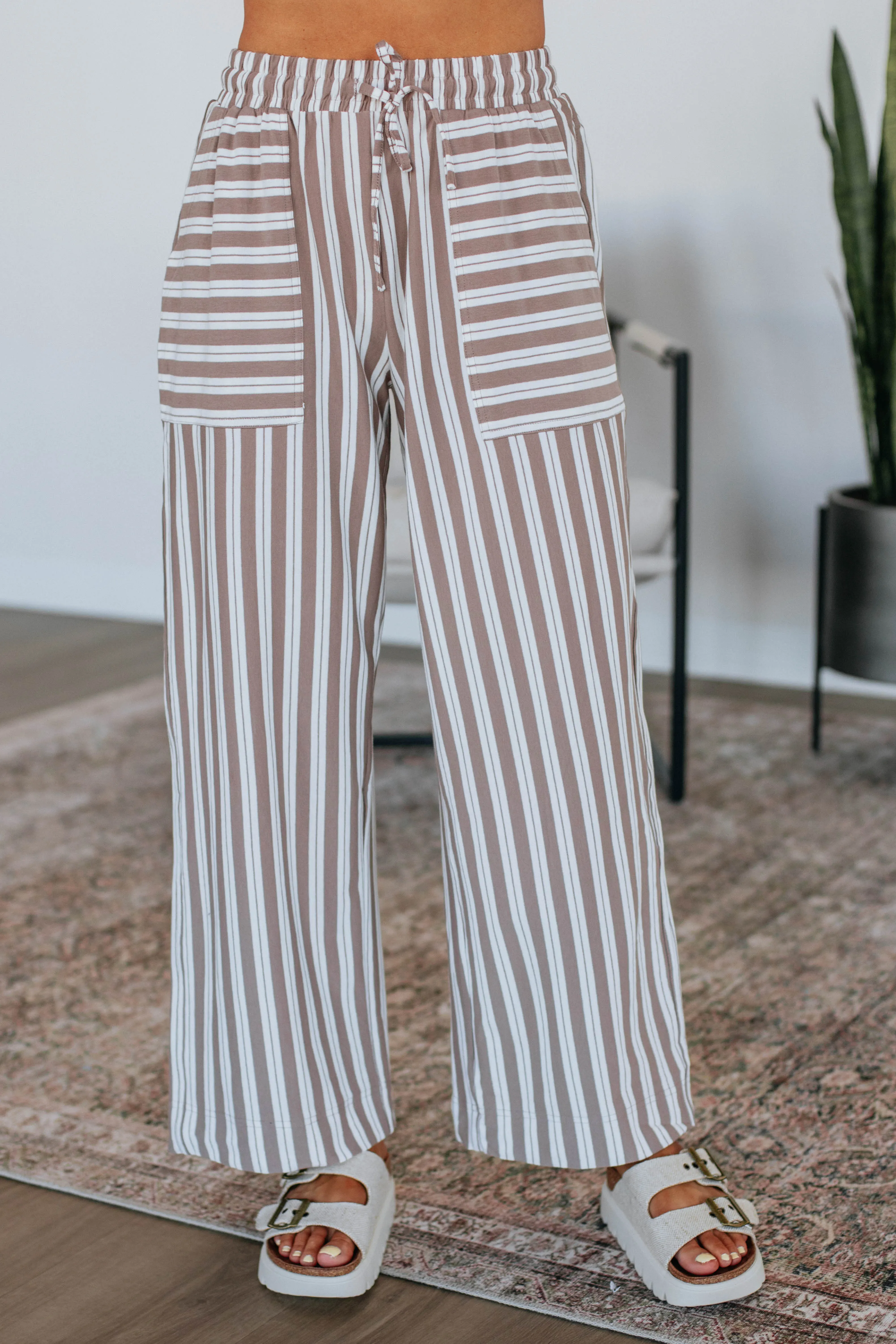 Shannon Striped Pants - Mocha Mix sold by Wild Oak Boutique product image thumbnail 3