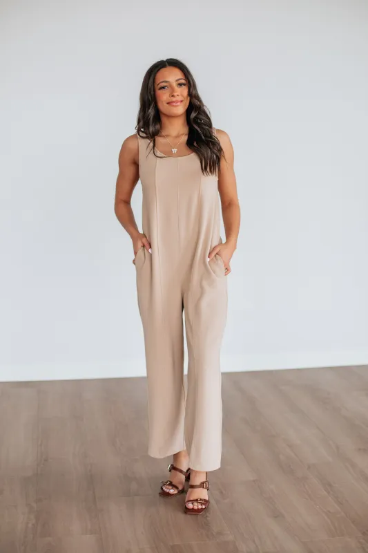 Maebyn Jumpsuit - Taupe sold by Wild Oak Boutique