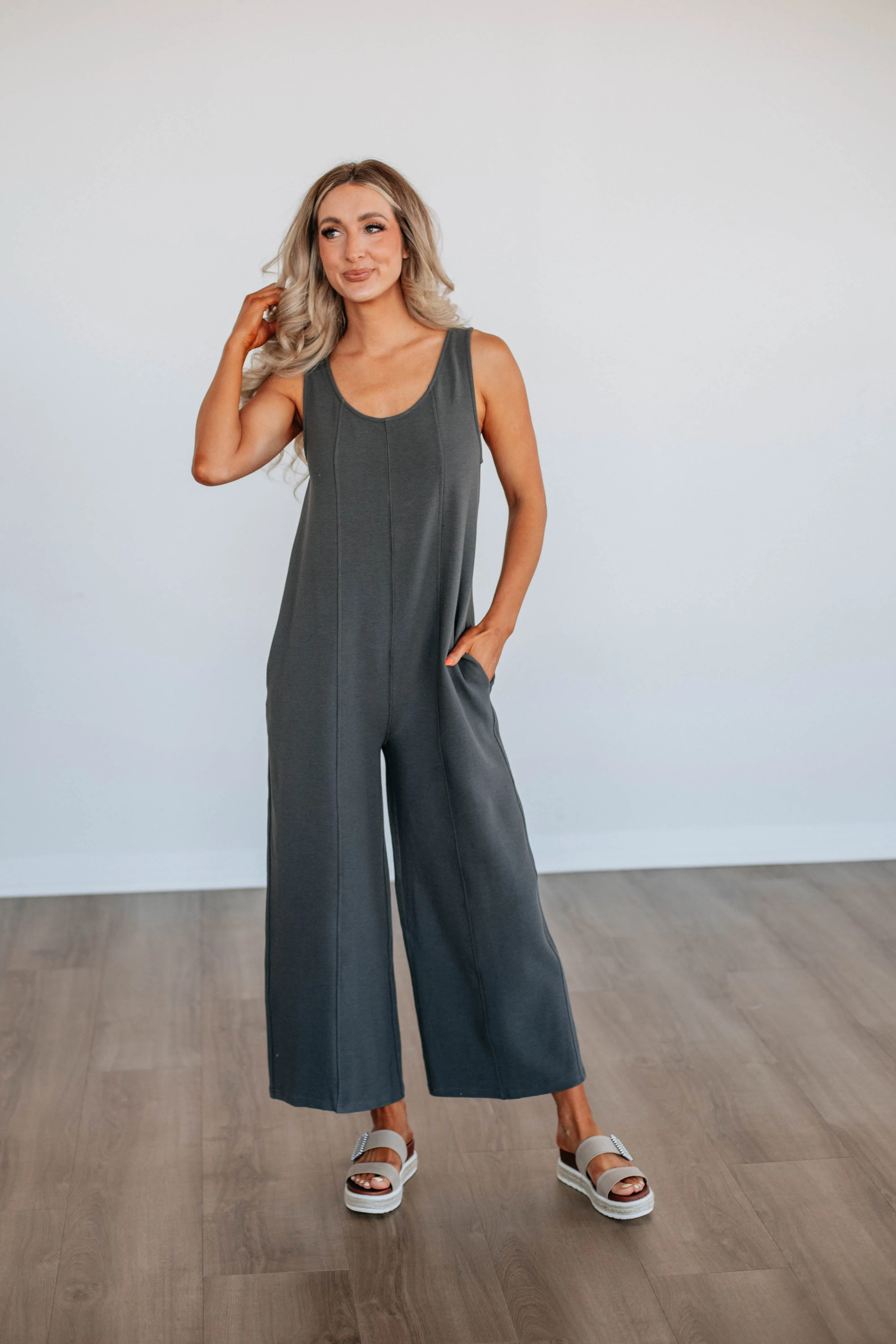 Maebyn Jumpsuit - Charcoal sold by Wild Oak Boutique product image thumbnail 2