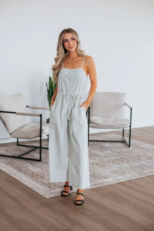 Brielle Striped Jumpsuit - Ecru sold by Wild Oak Boutique