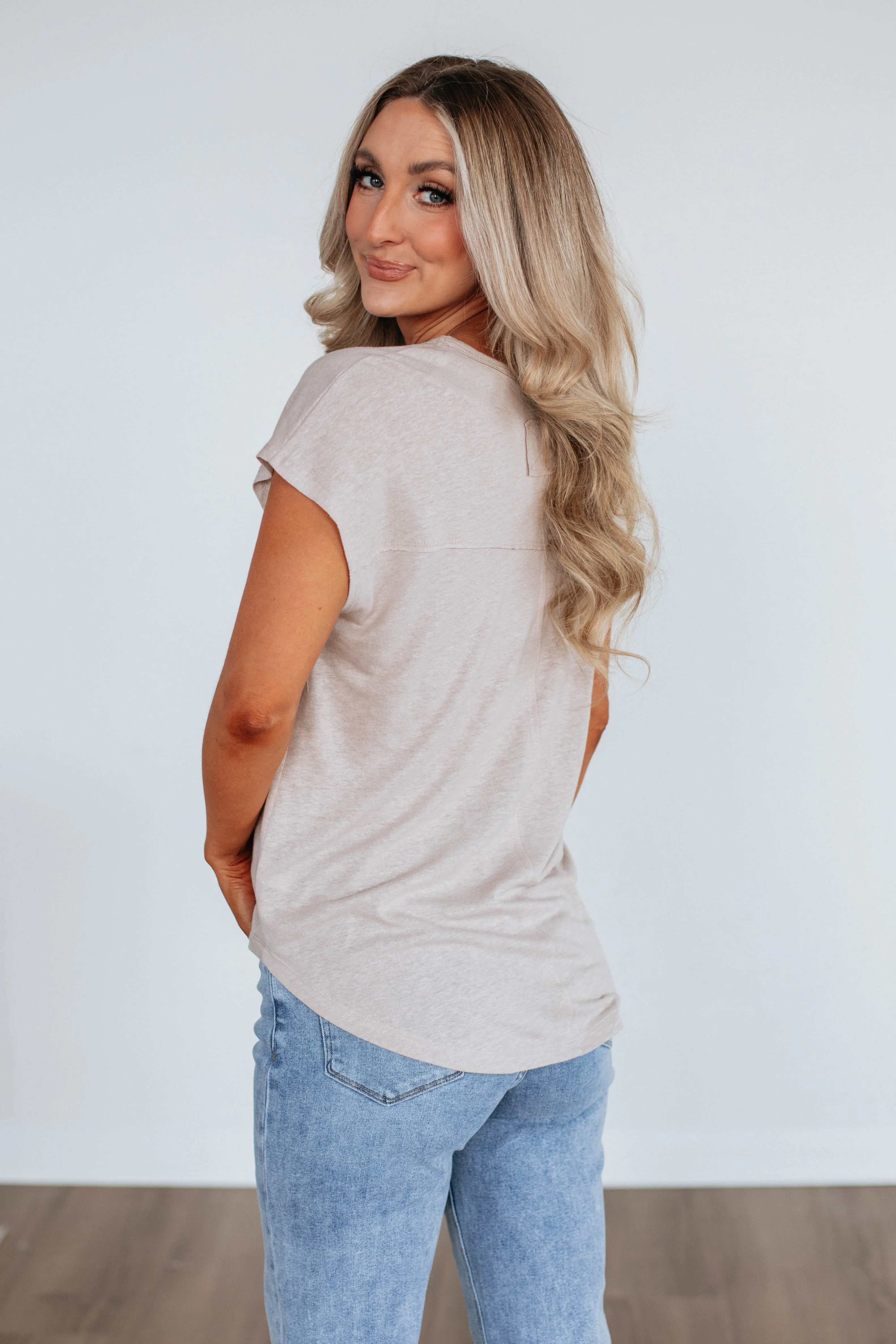 Arden Linen Top - Beige sold by Wild Oak Boutique product image thumbnail 5