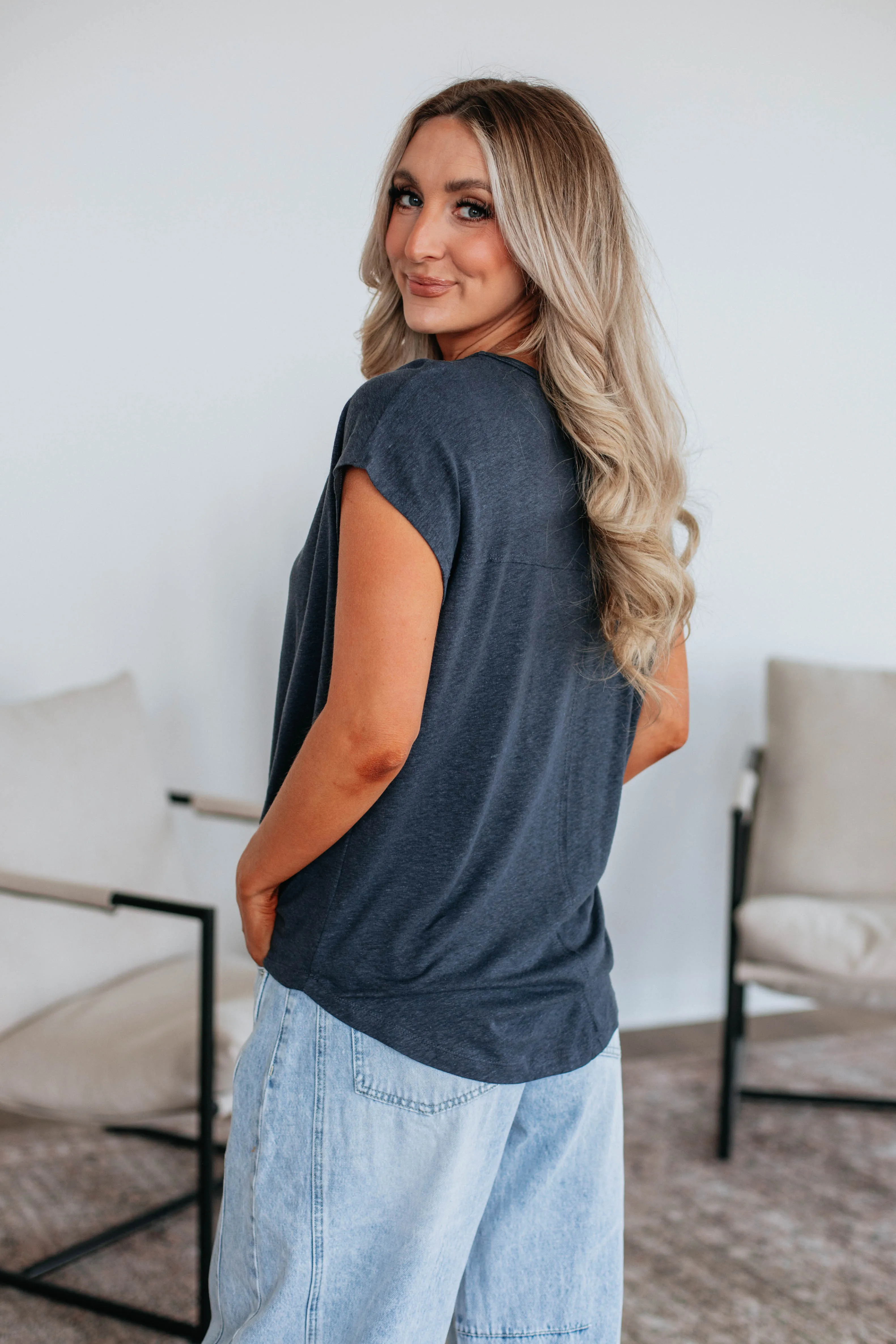 Arden Linen Top - Charcoal sold by Wild Oak Boutique product image thumbnail 5
