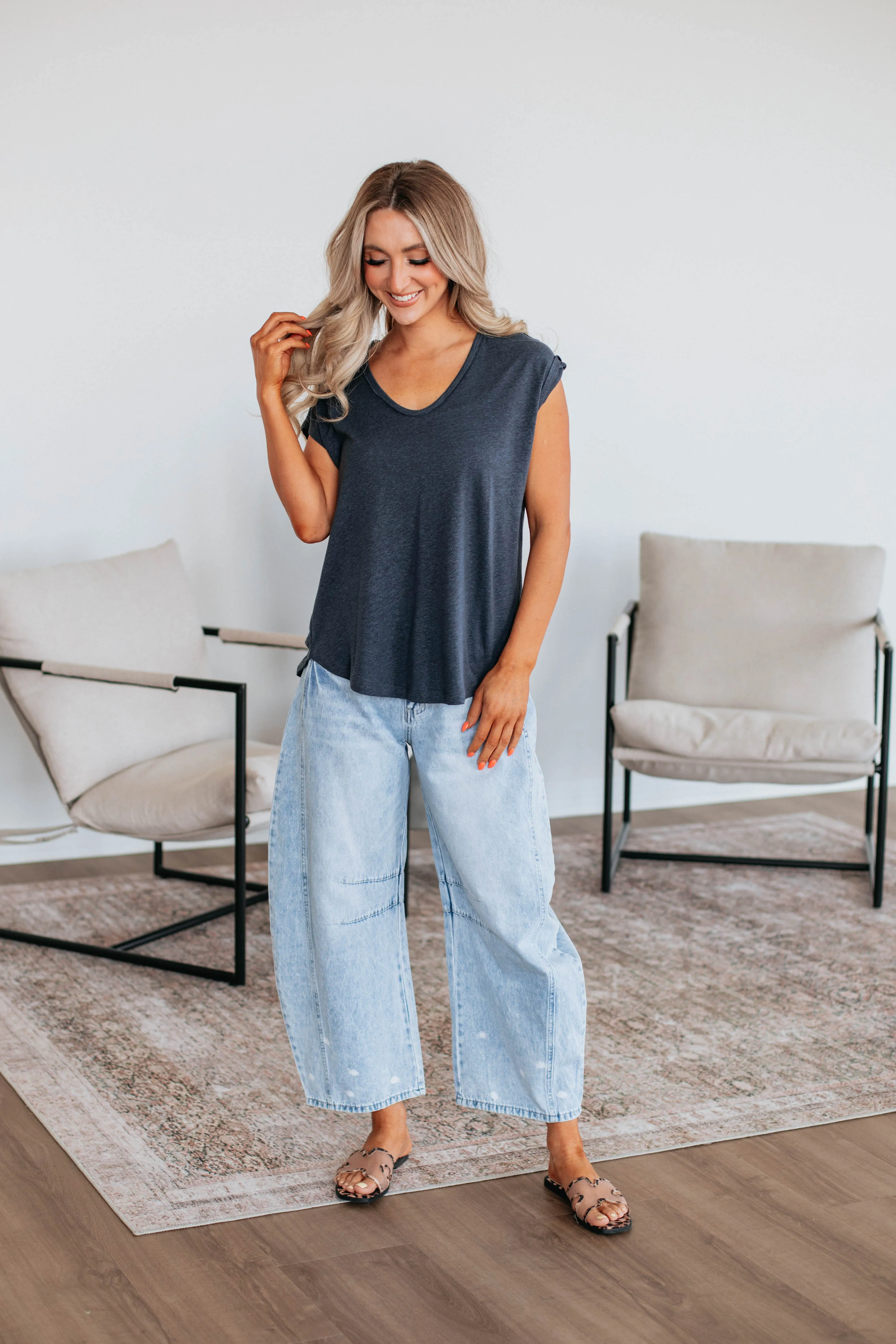 Arden Linen Top - Charcoal sold by Wild Oak Boutique product image thumbnail 2