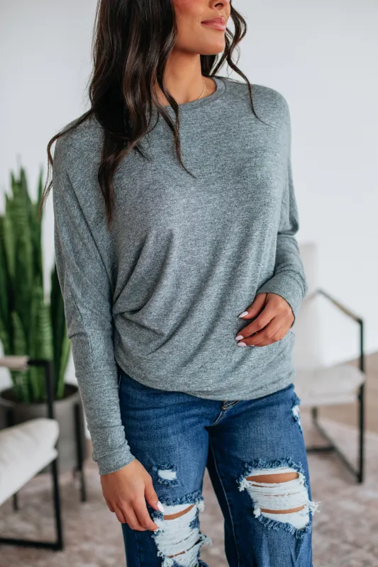 Ashby Dolman Top - Grey sold by Wild Oak Boutique
