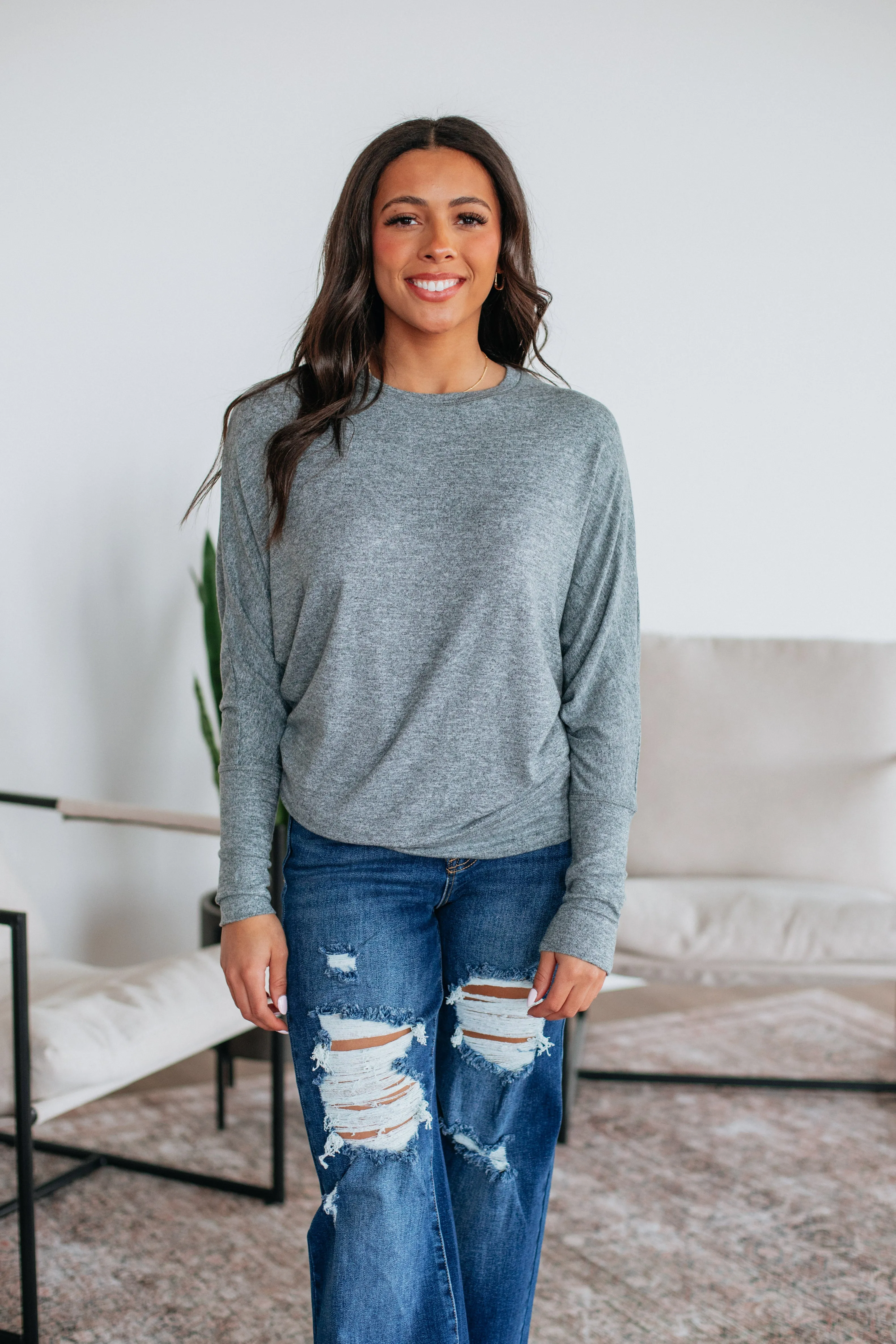 Ashby Dolman Top - Grey sold by Wild Oak Boutique product image thumbnail 3