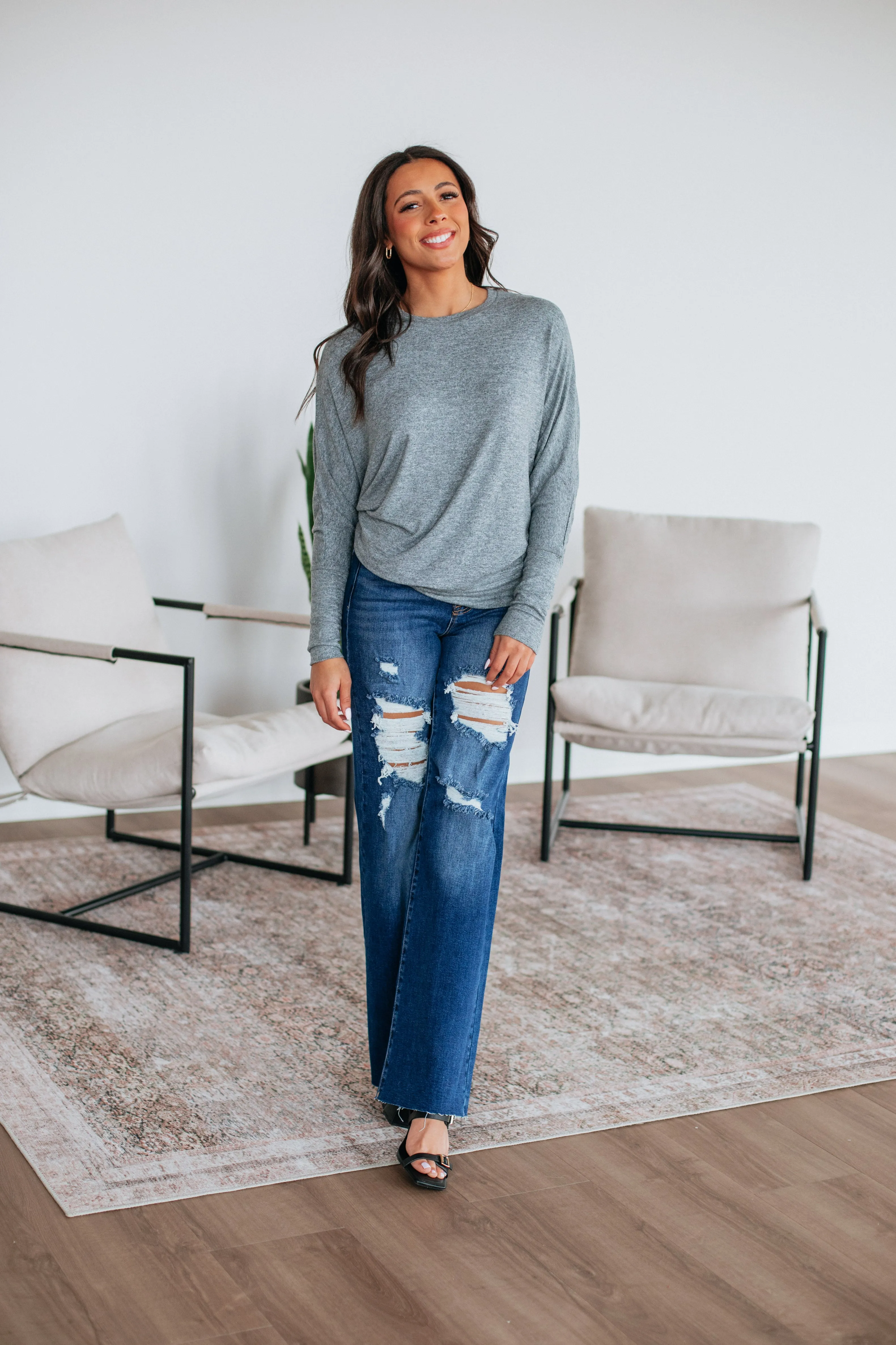 Ashby Dolman Top - Grey sold by Wild Oak Boutique product image thumbnail 2