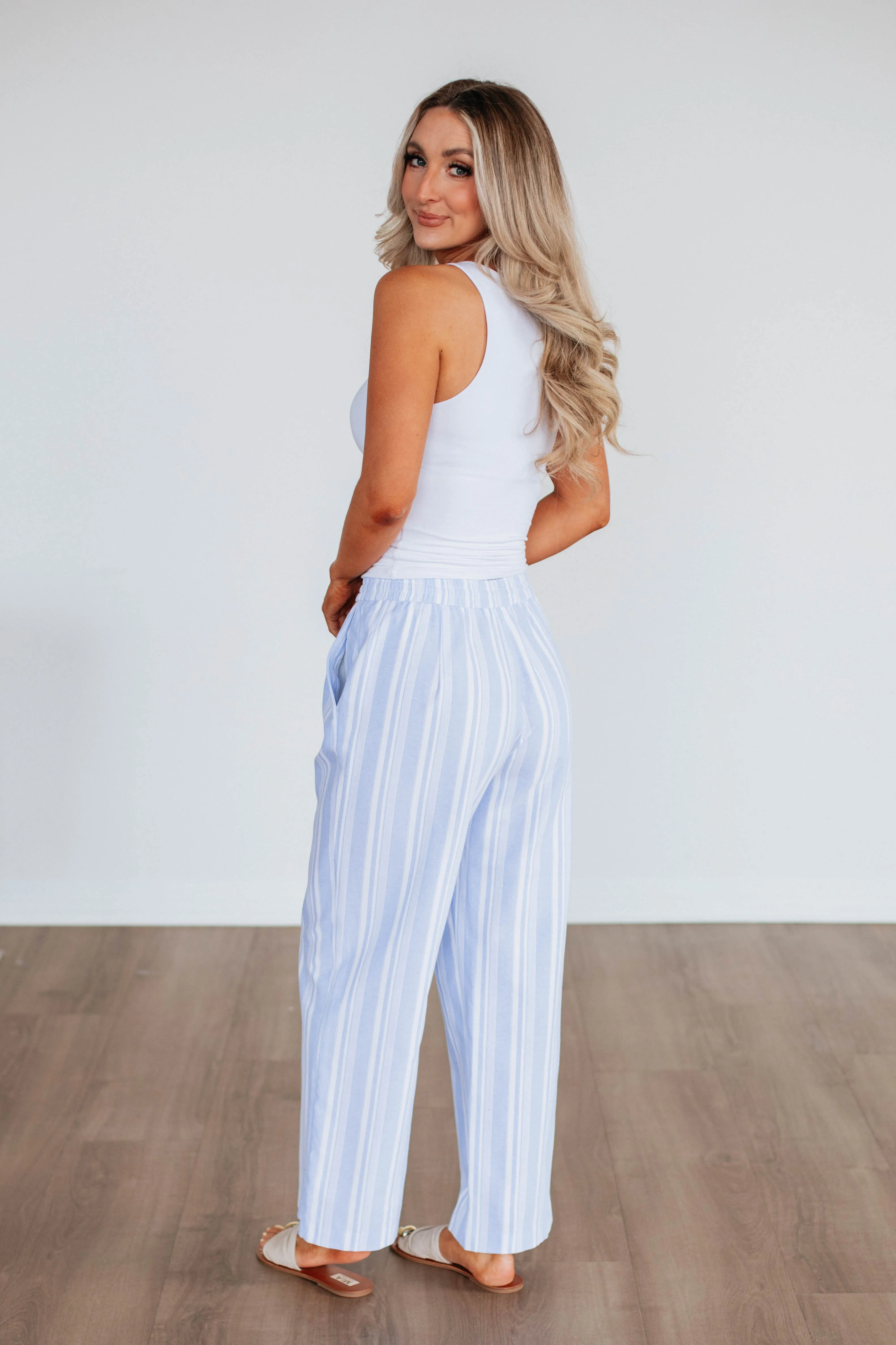 Marlowe Striped Pants - Powder Blue Mix sold by Wild Oak Boutique product image thumbnail 5