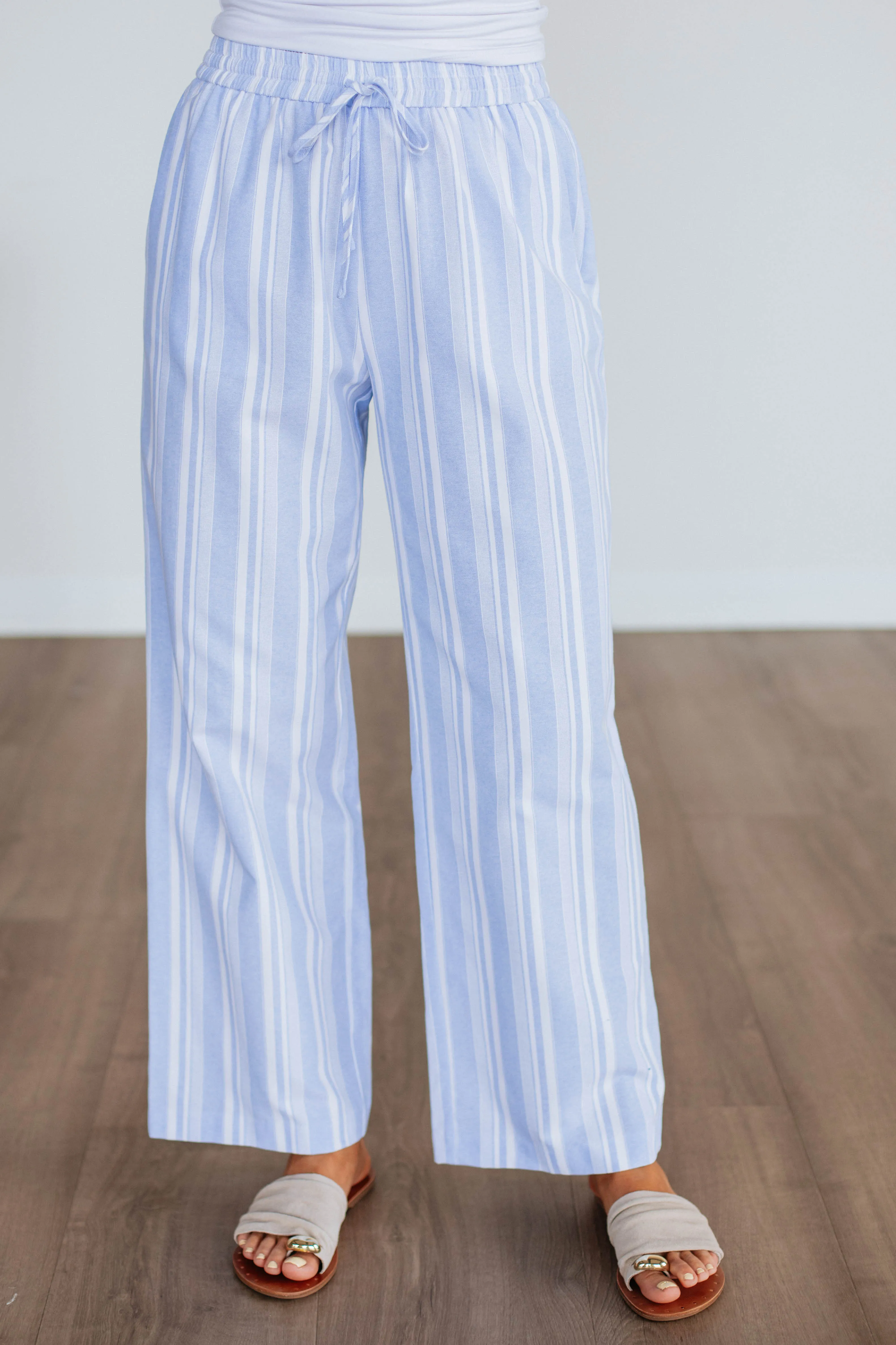 Marlowe Striped Pants - Powder Blue Mix sold by Wild Oak Boutique product image thumbnail 3