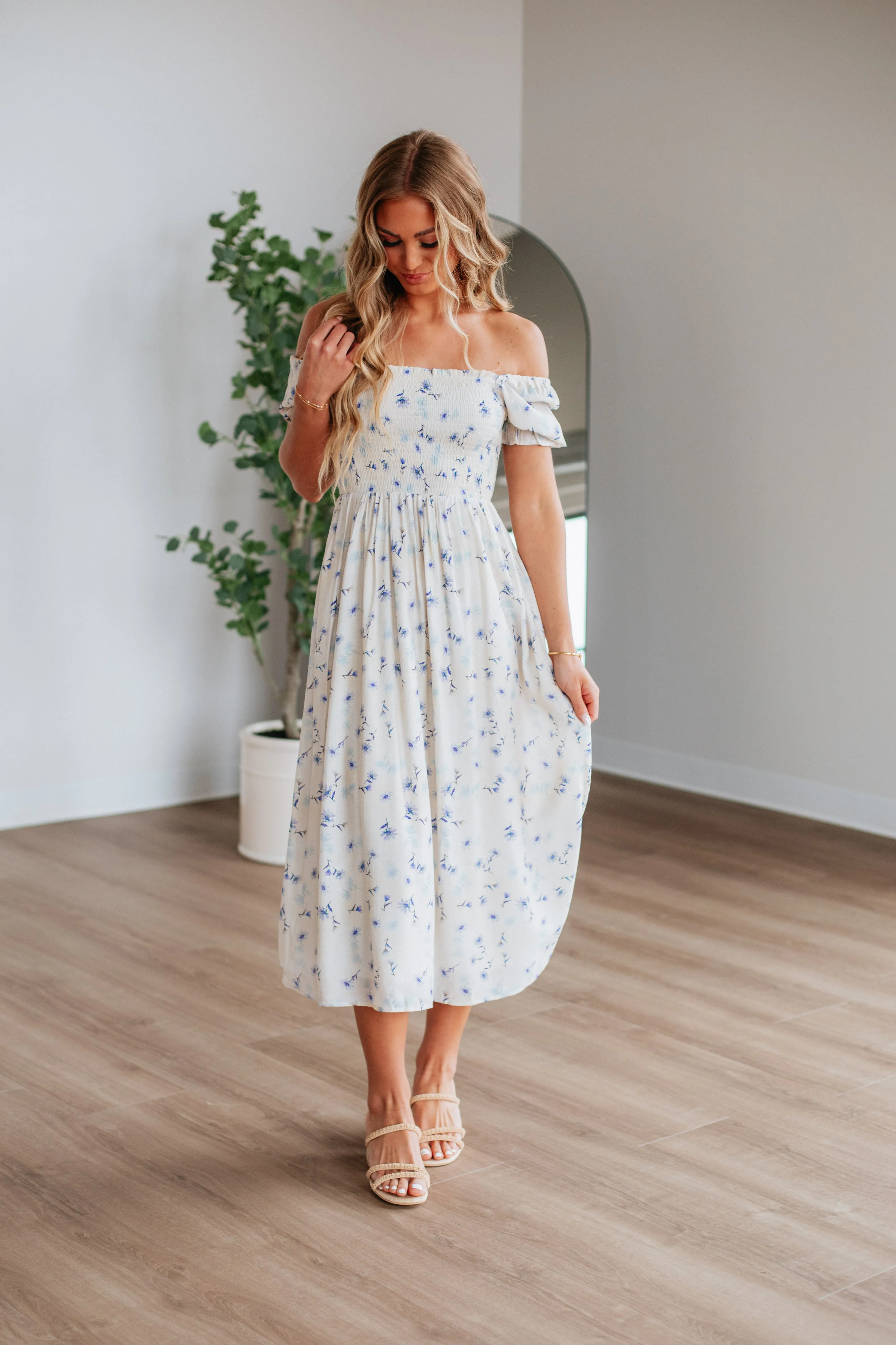 Joylin Floral Midi Dress - Periwinkle Mix sold by Wild Oak Boutique product image thumbnail 2