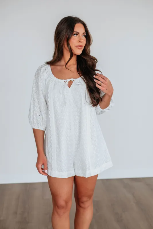 Larina Eyelet Romper made by Le Lis