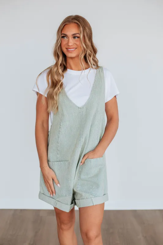 Rooney Striped Short Overalls made by Wild Oak Boutique