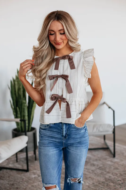 Layah Tie Front Top - Mocha Mix sold by Wild Oak Boutique