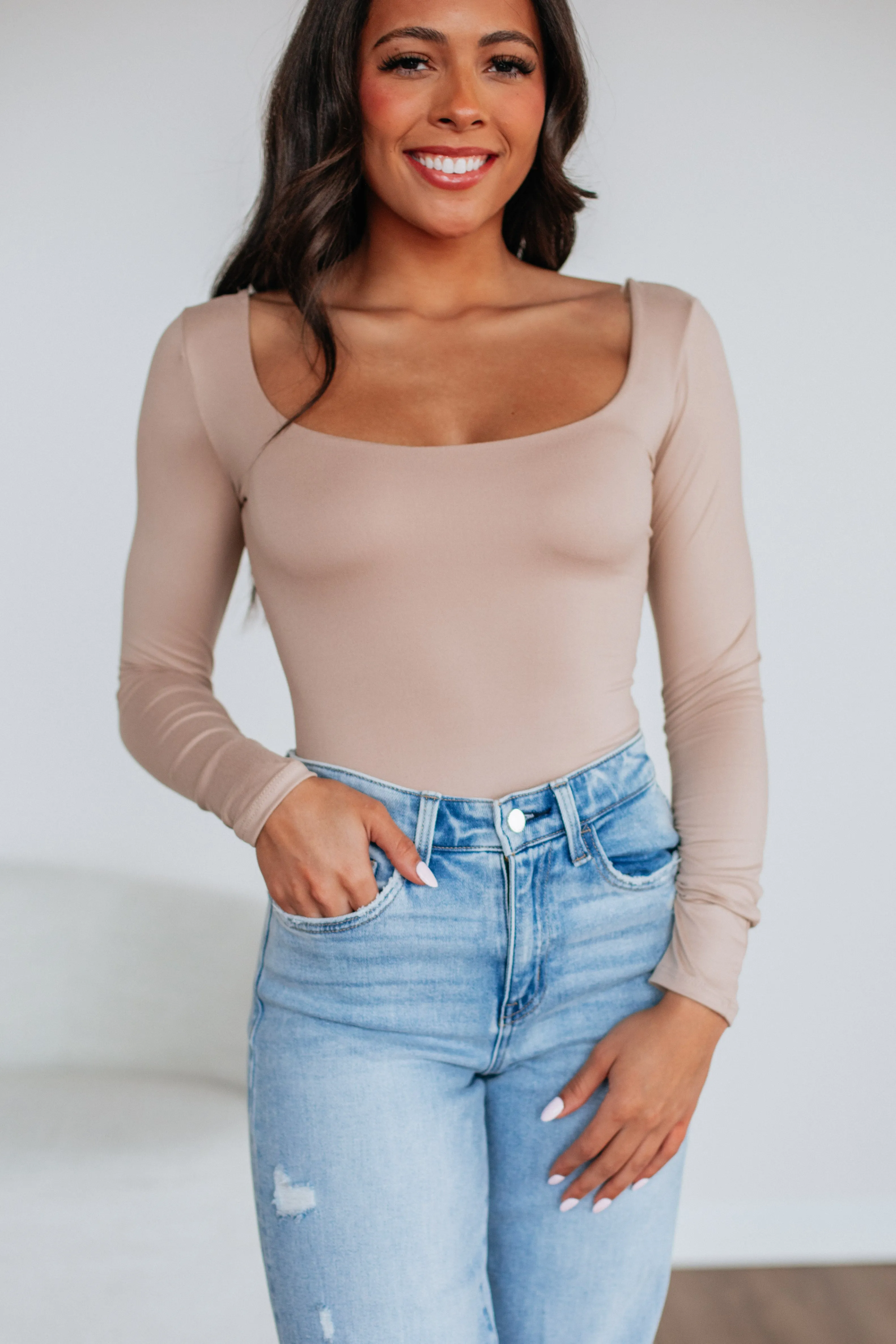 Nicolette Basic Bodysuit - Sand sold by Wild Oak Boutique product image thumbnail 3