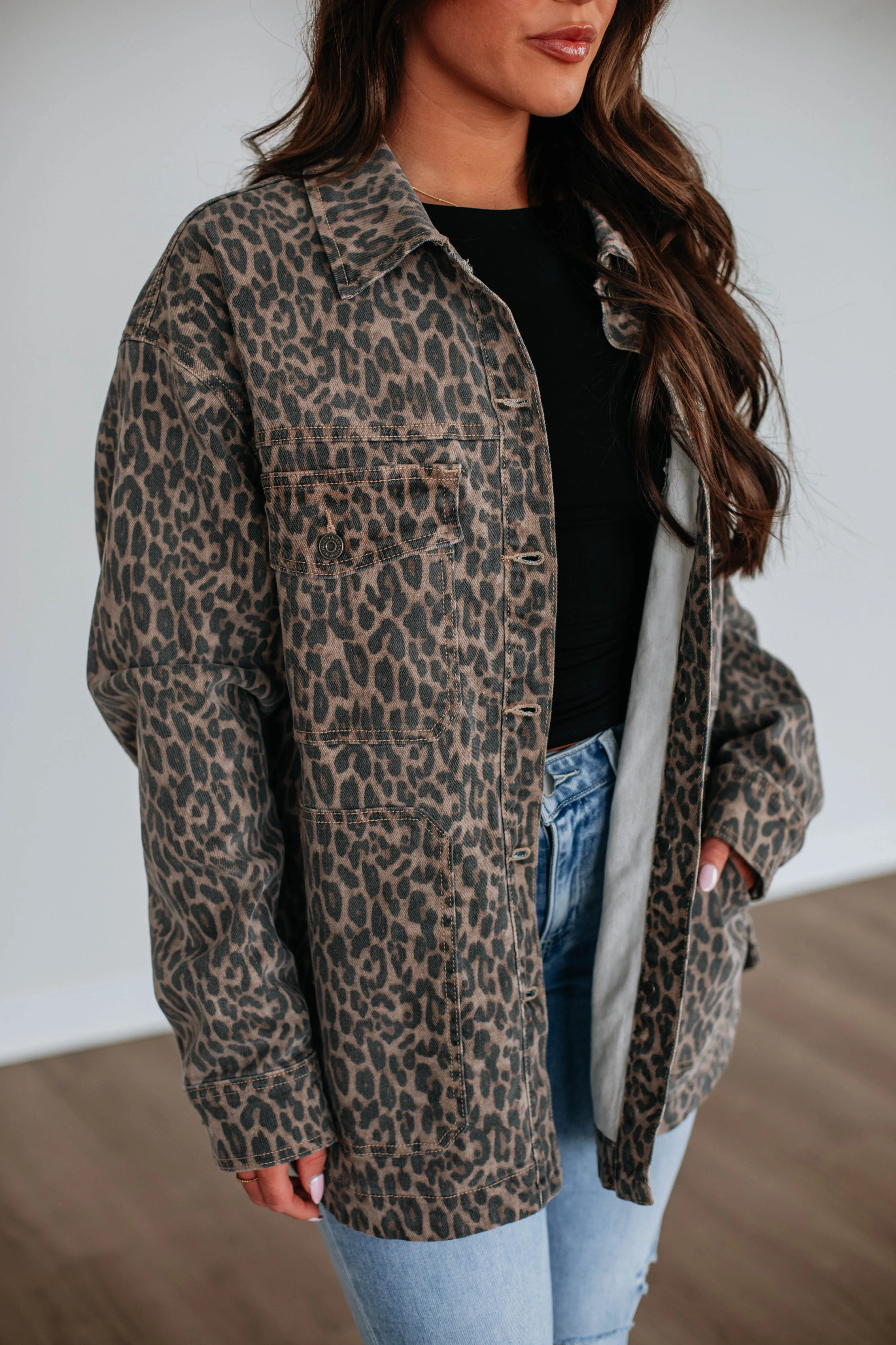 Jules Hidden Denim Jacket sold by Wild Oak Boutique