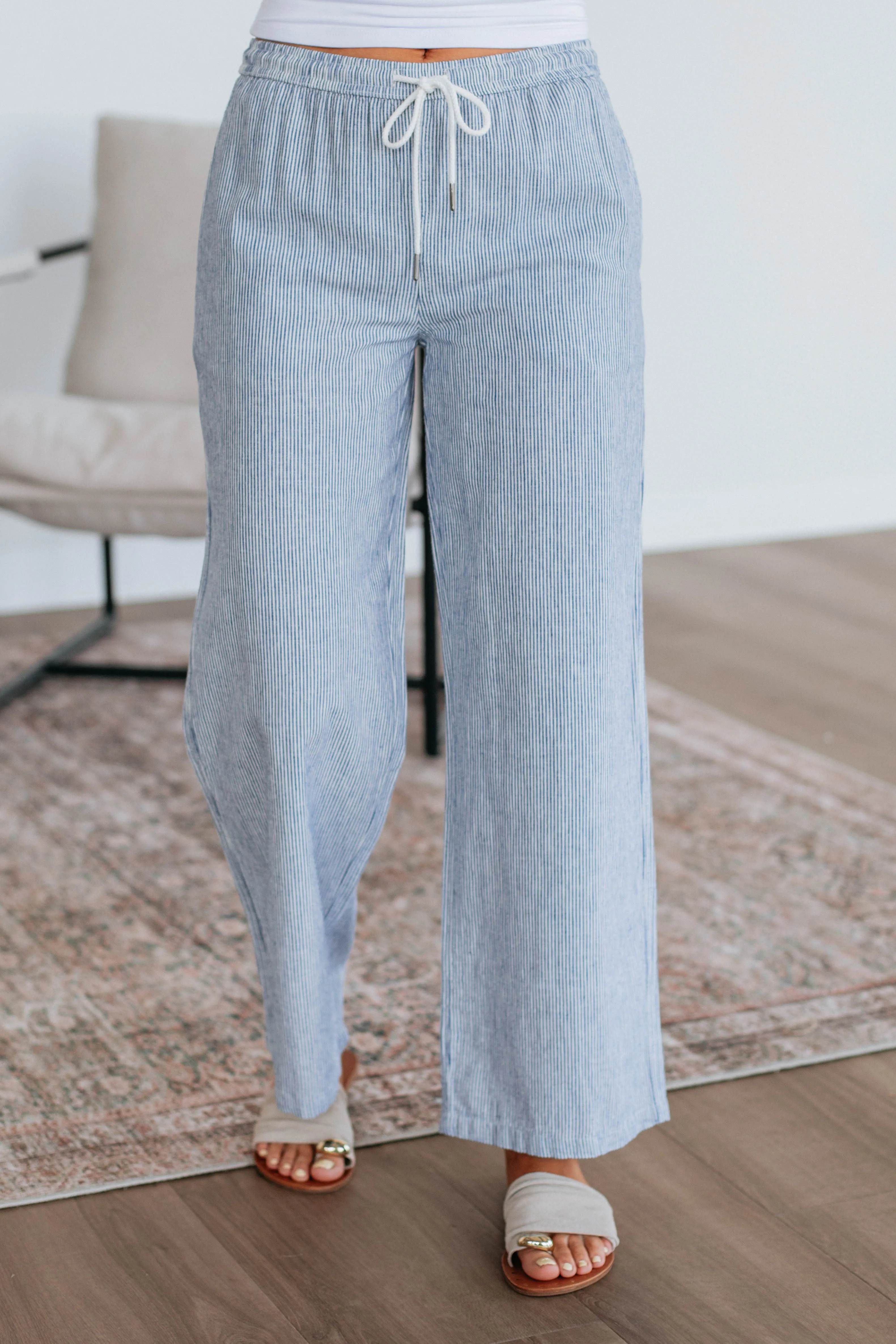 Renita Linen Pants - Steel Blue Mix sold by Wild Oak Boutique product image thumbnail 2