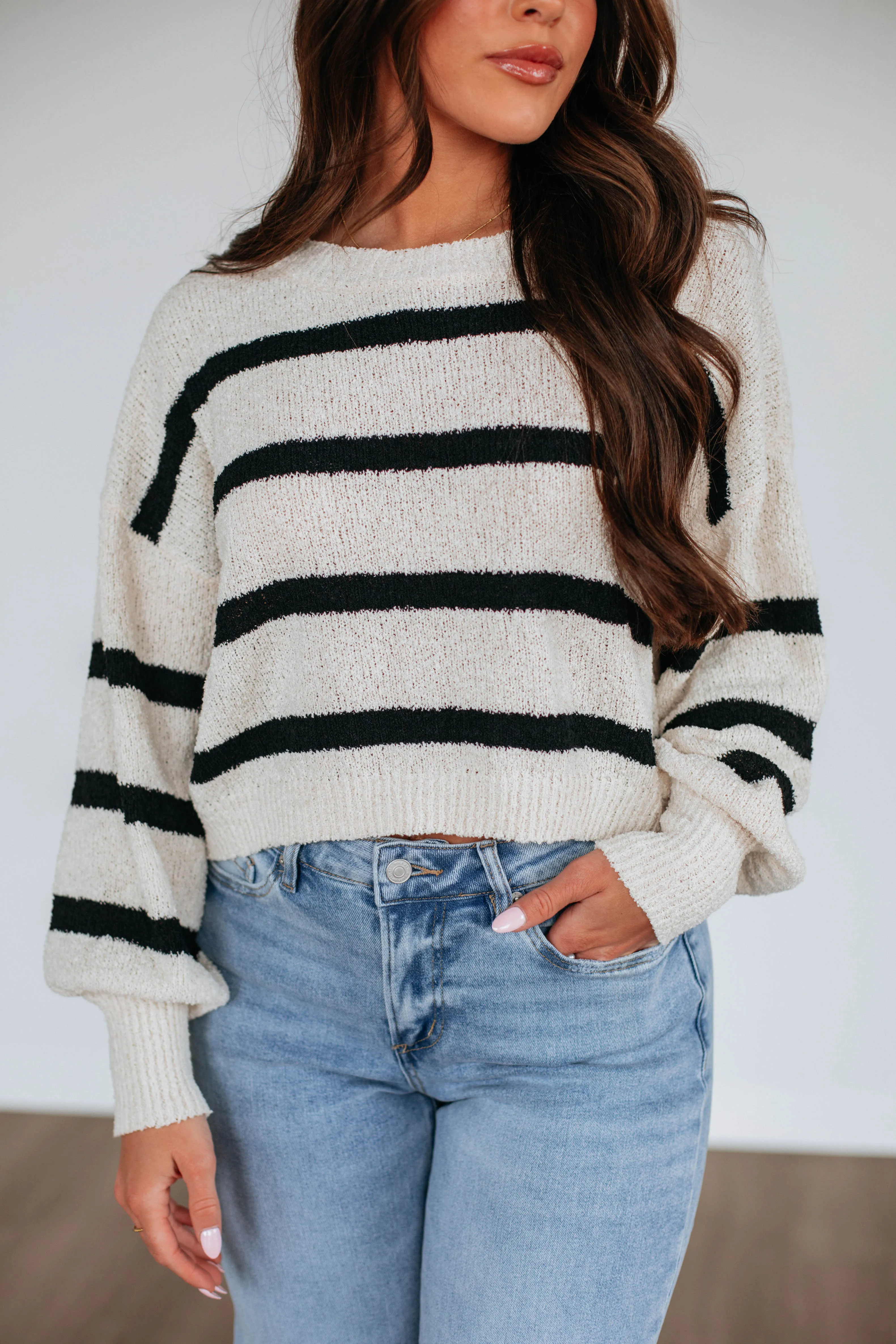 Aubriana Striped Sweater - Black Mix sold by Wild Oak Boutique product image thumbnail 2