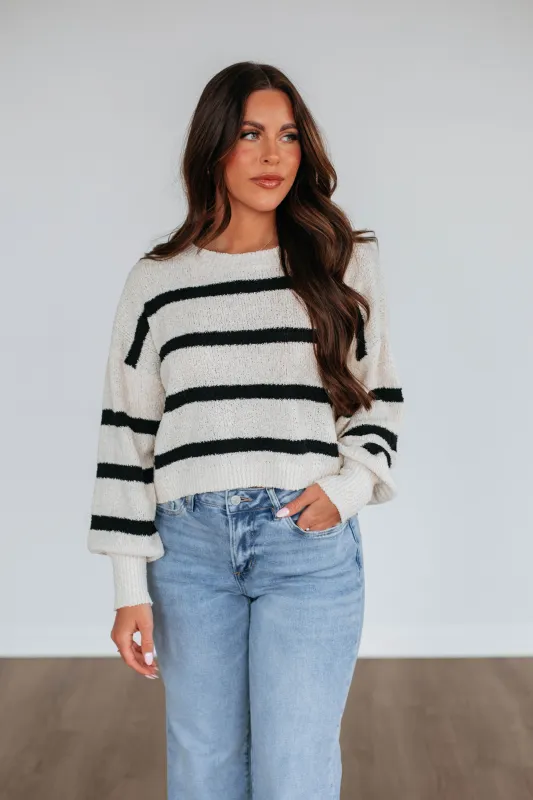 Aubriana Striped Sweater - Black Mix sold by Wild Oak Boutique