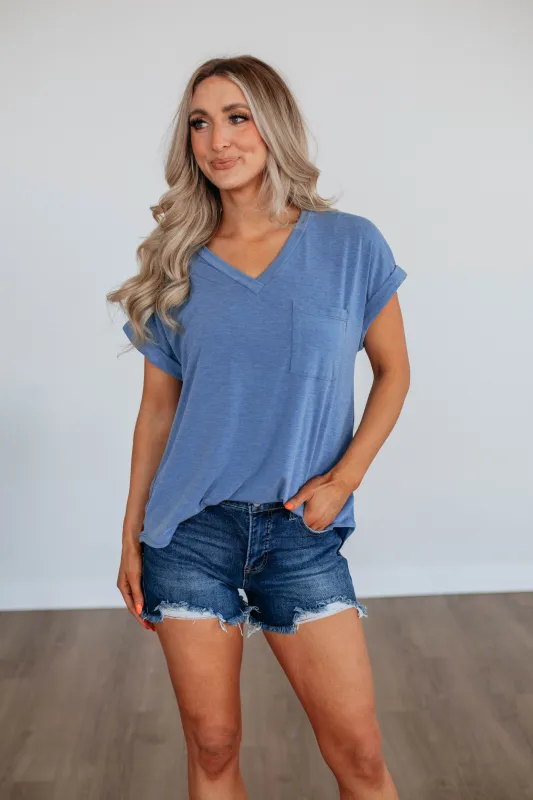 Ardell Basic Tee - Steel Blue sold by Wild Oak Boutique