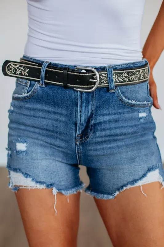 Lindie Floral Belt - Black sold by Wild Oak Boutique