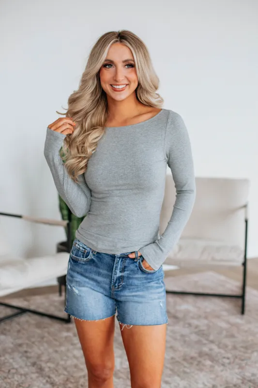 Brynn Ribbed Top - Heather Grey sold by Wild Oak Boutique