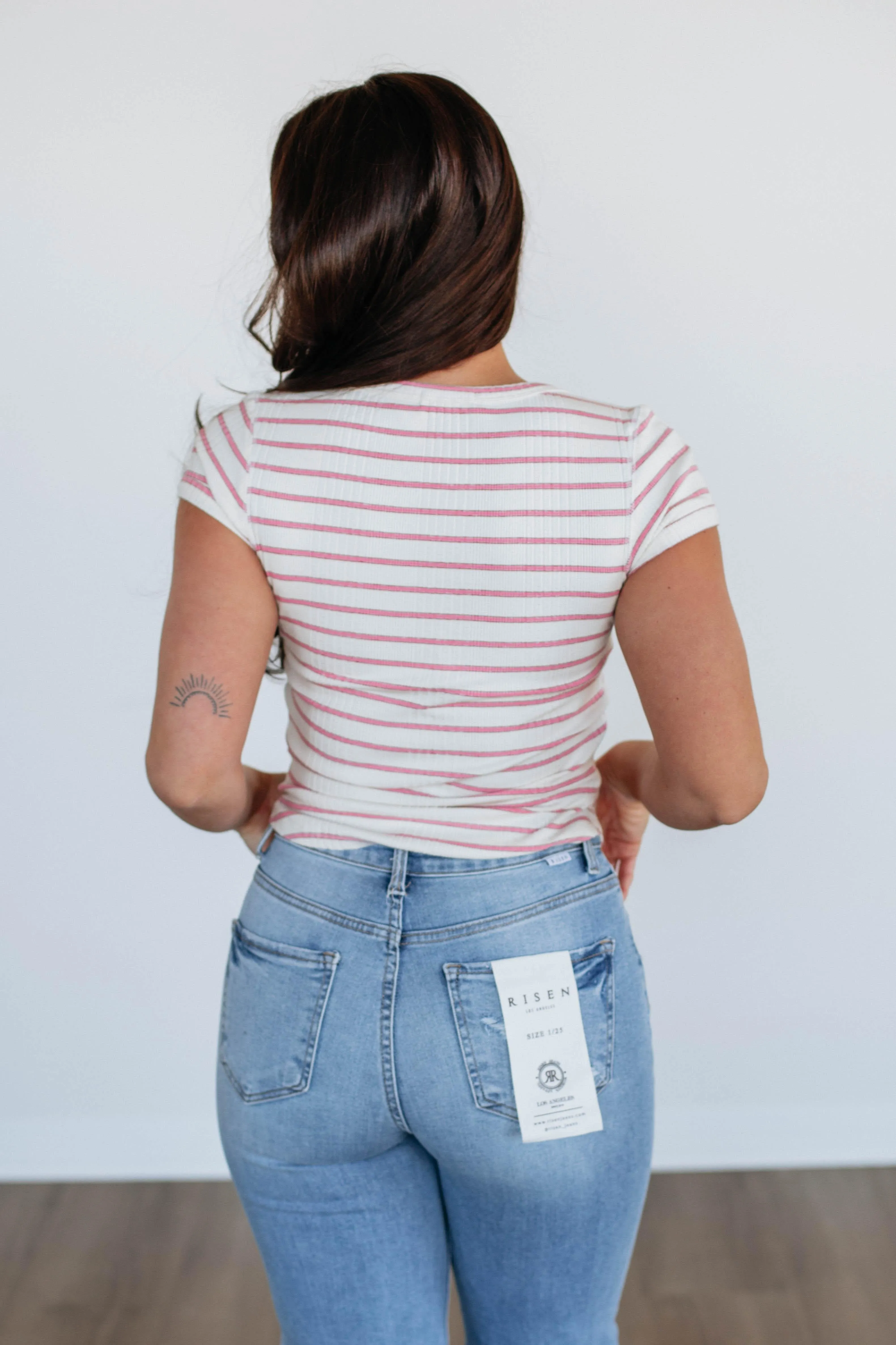 Macey Striped Top - Blush Mix sold by Wild Oak Boutique product image thumbnail 5