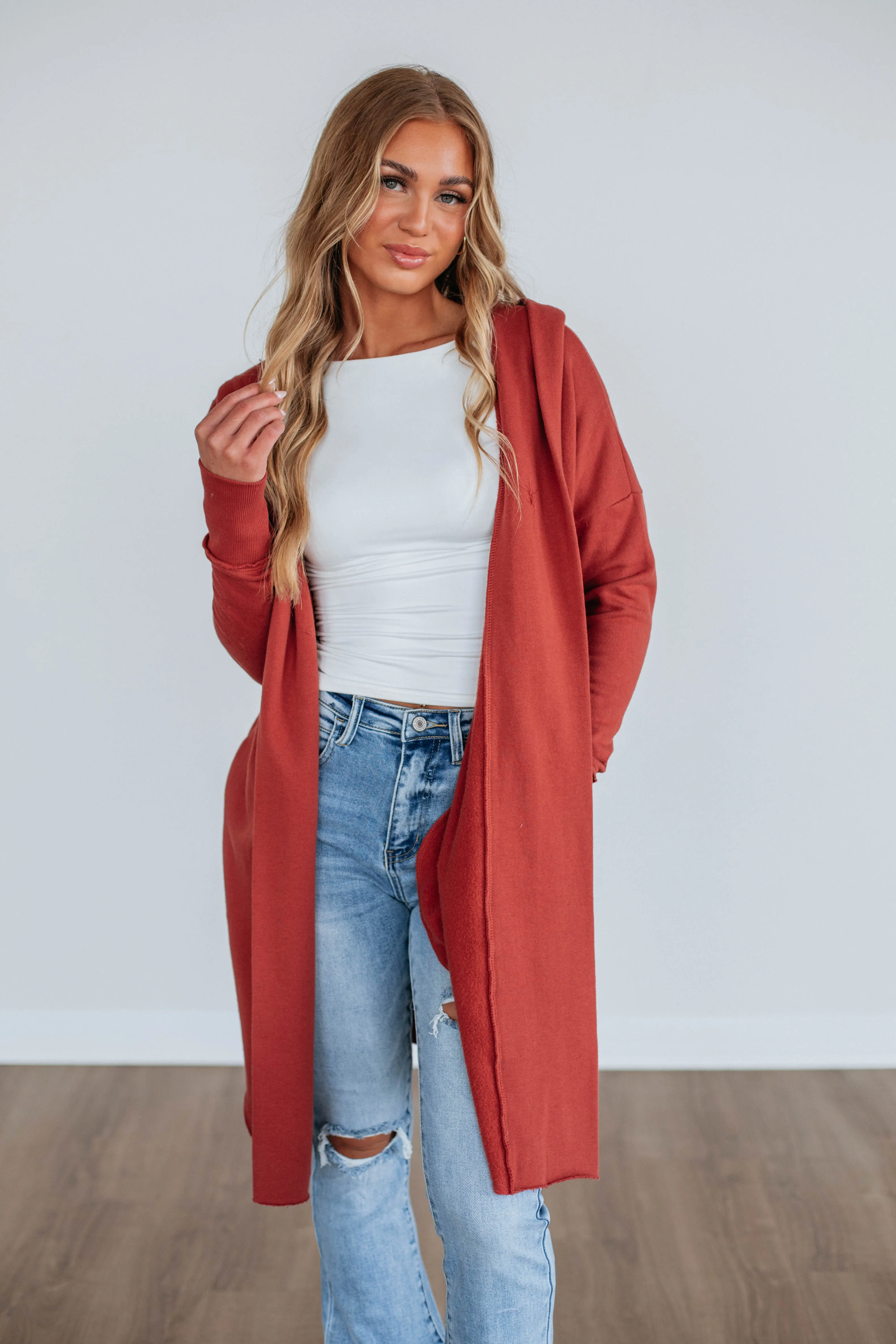 Rebekah Cardigan - Dusty Red sold by Wild Oak Boutique