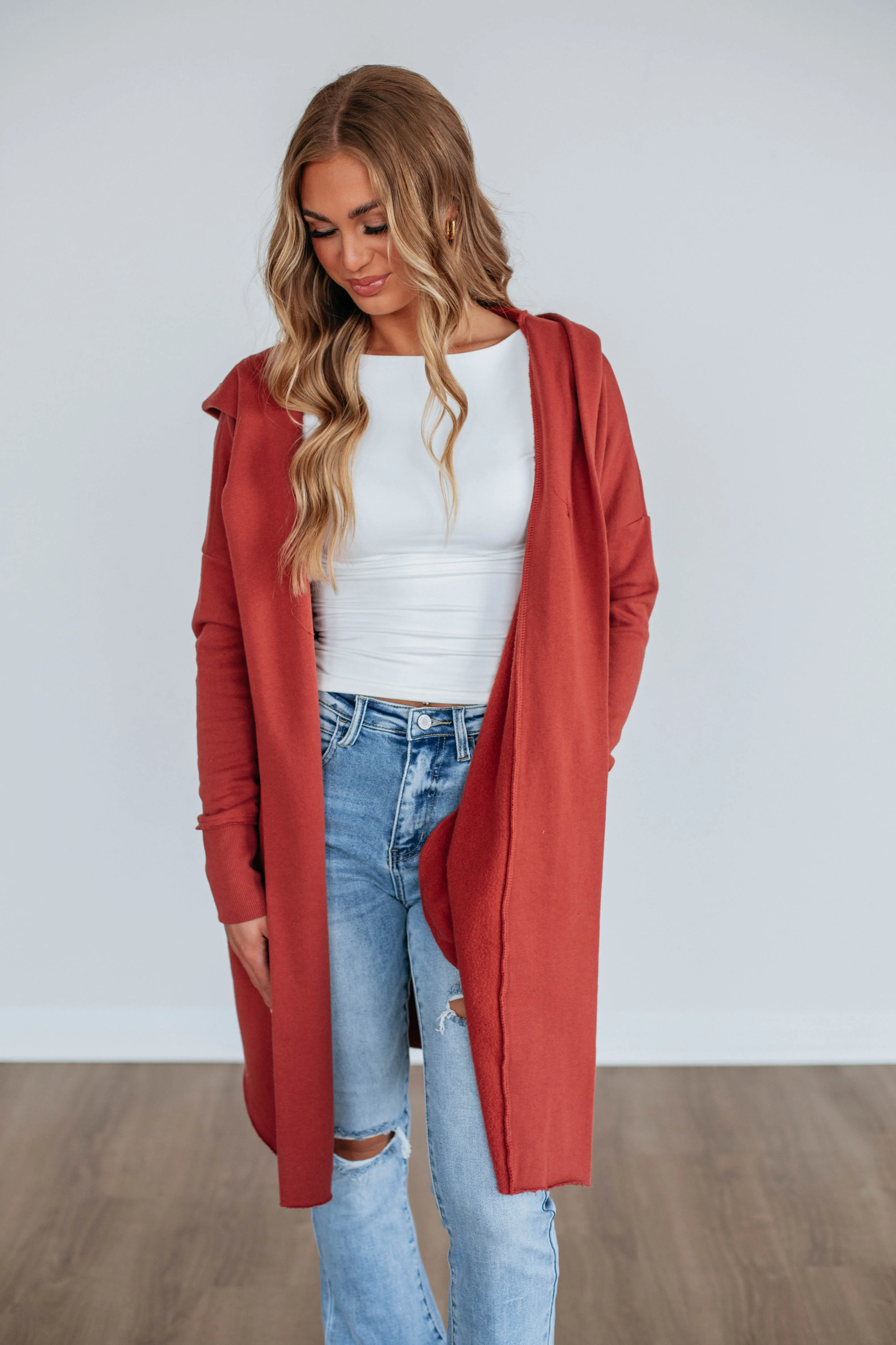 Rebekah Cardigan - Dusty Red sold by Wild Oak Boutique product image thumbnail 4