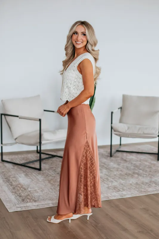 Vivian Lace Skirt - Clay sold by Wild Oak Boutique