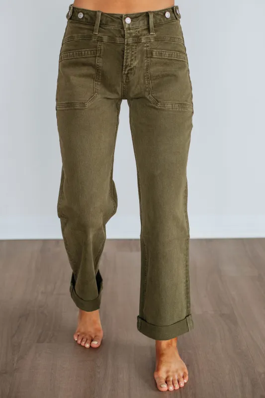 Dayna Flying Monkey Jeans - Dark Olive sold by Wild Oak Boutique