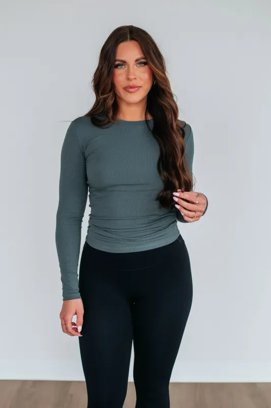 Remi Ribbed Top - Urban Grey sold by Wild Oak Boutique