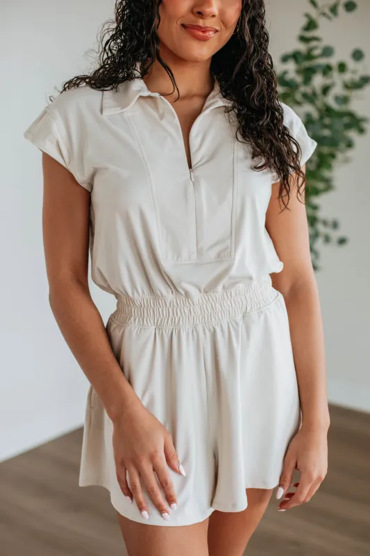 Out Of Bounds Romper - Ecru sold by Wild Oak Boutique