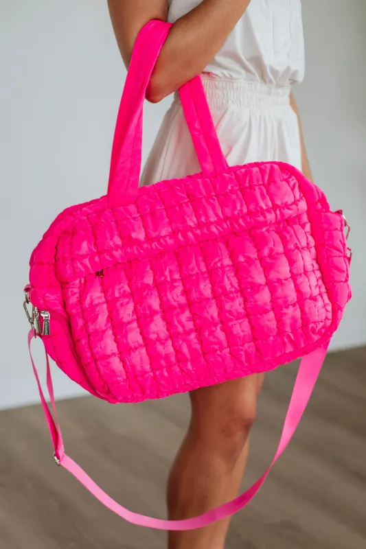 Off The Grid Quilted Weekender Bag - Hot Pink sold by Wild Oak Boutique