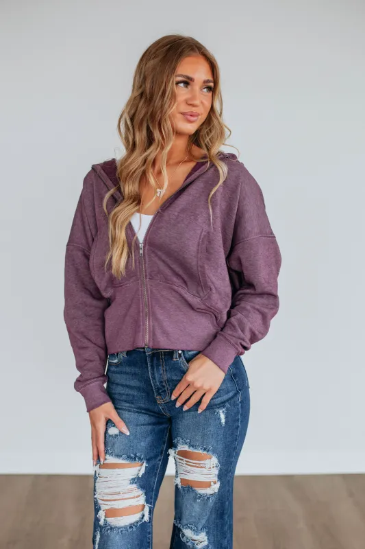 Maxwell Washed Zip-Up Hoodie - Grape sold by Wild Oak Boutique
