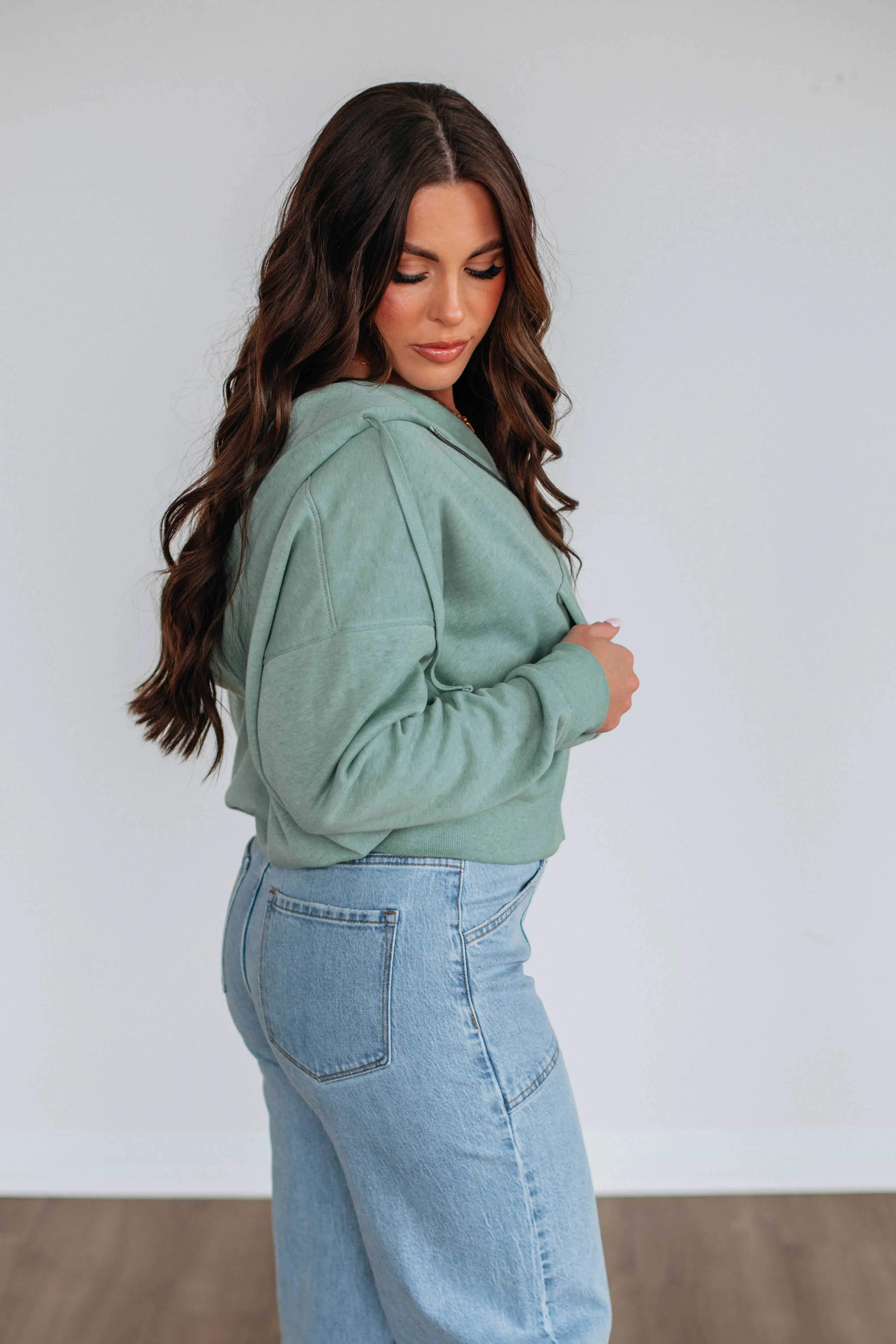 Maxwell Washed Zip-Up Hoodie - Fern sold by Wild Oak Boutique product image thumbnail 4